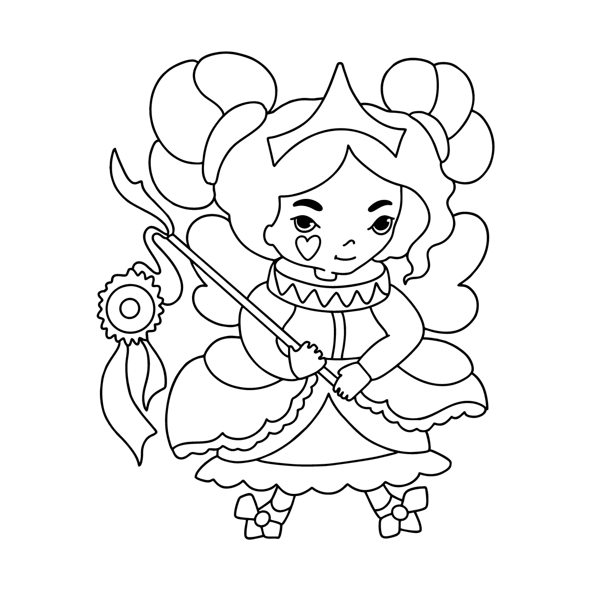 Fairy in a beautiful dress coloring page ♥ Online and Print for Free!