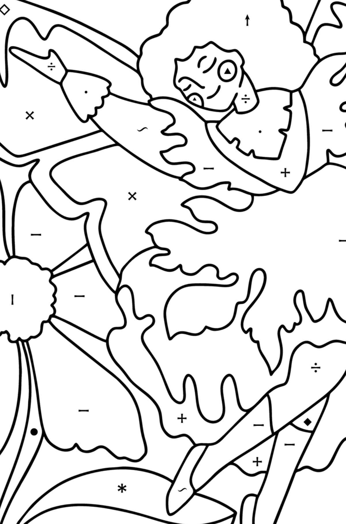 Fairy flies coloring page - Coloring by Symbols for Kids