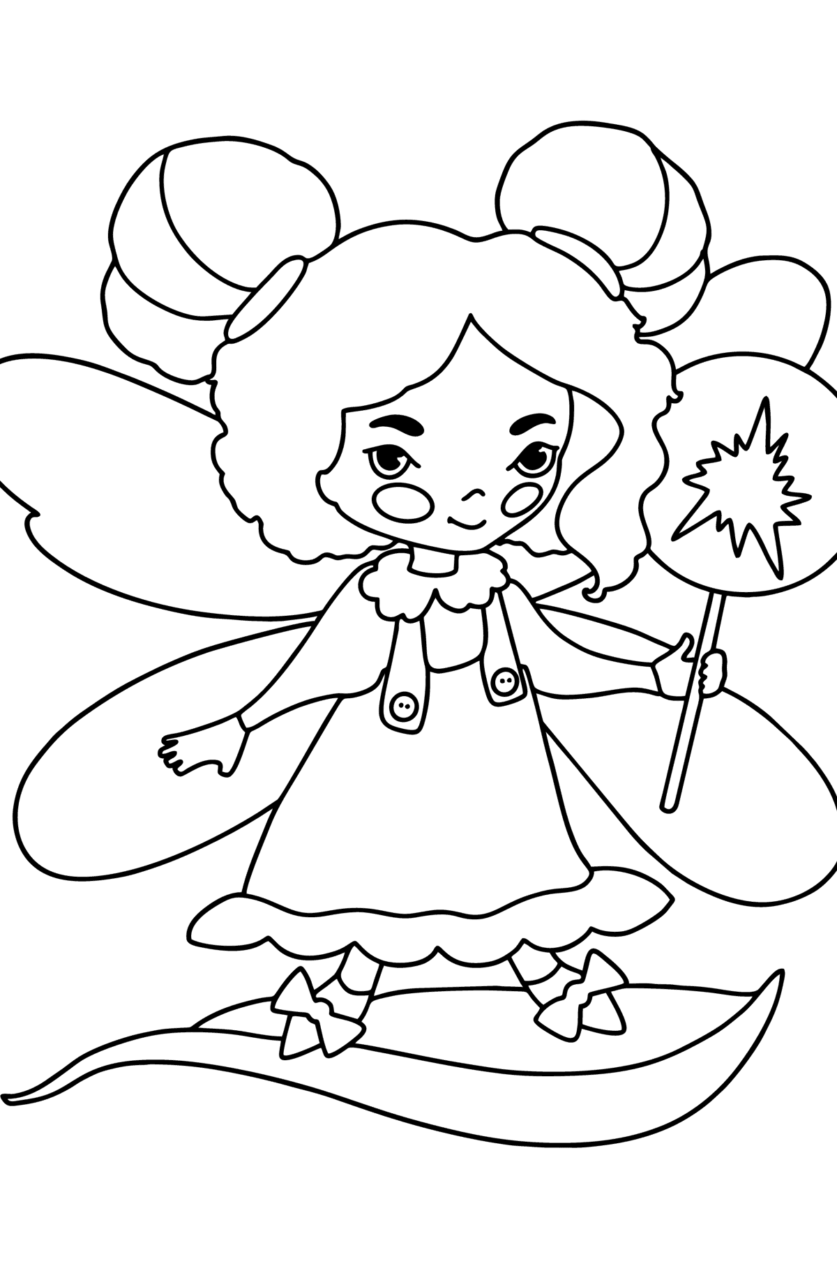 Fairy with a magic wand coloring page - Coloring Pages for Kids