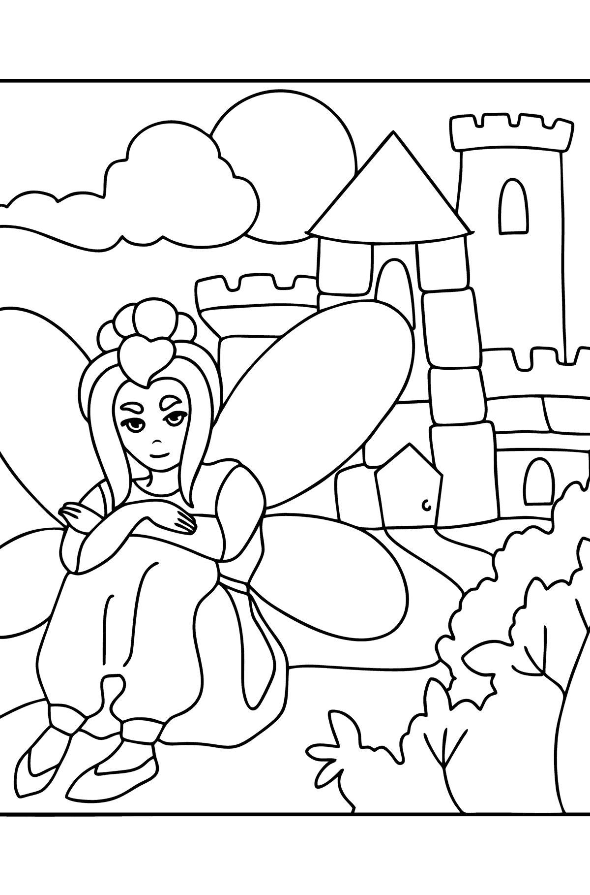 Disegno di Fata al castello da colorare - Disegni da colorare per bambini