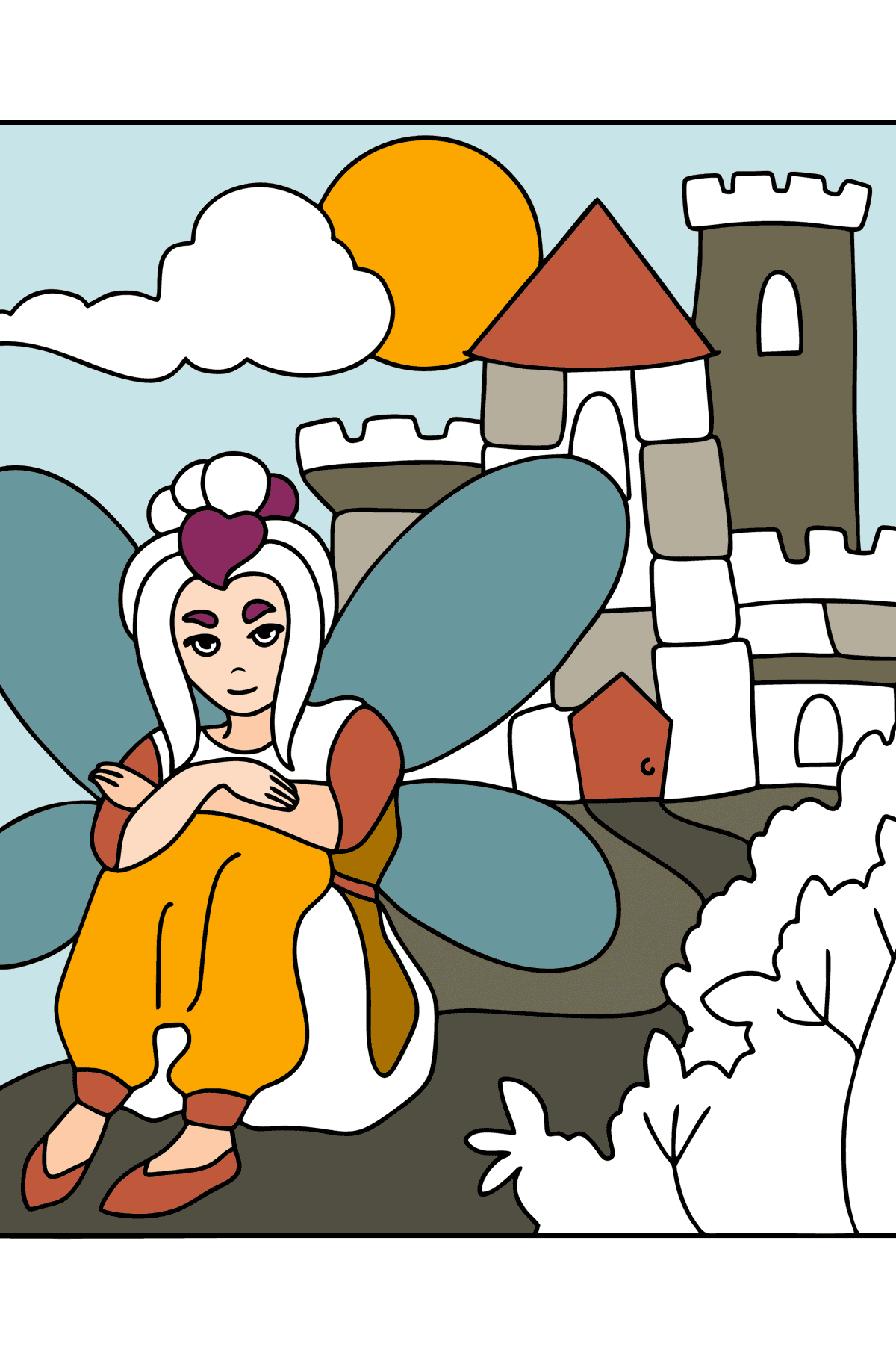 Fairy at the castle coloring page - Coloring Pages for Kids