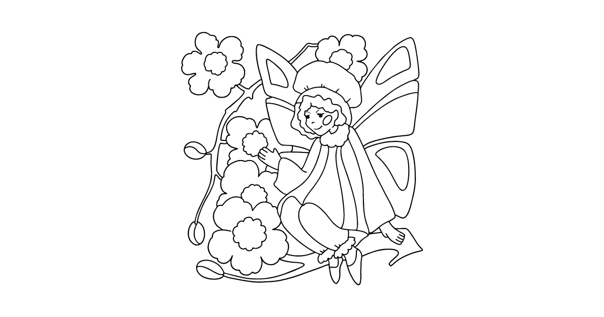 Fairy on a flower coloring page ♥ Online and Print for Free!