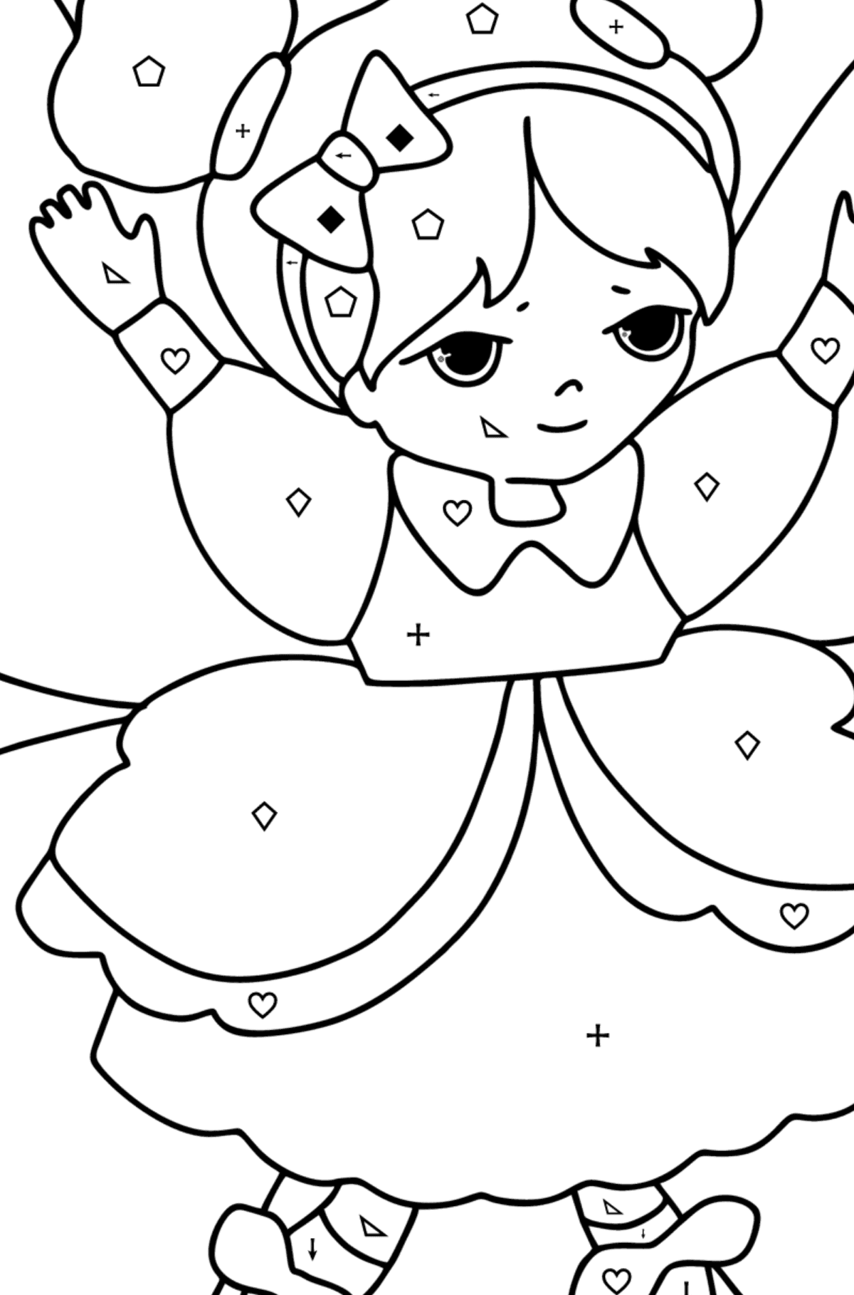 Flying Fairy coloring page - Coloring by Symbols and Geometric Shapes for Kids