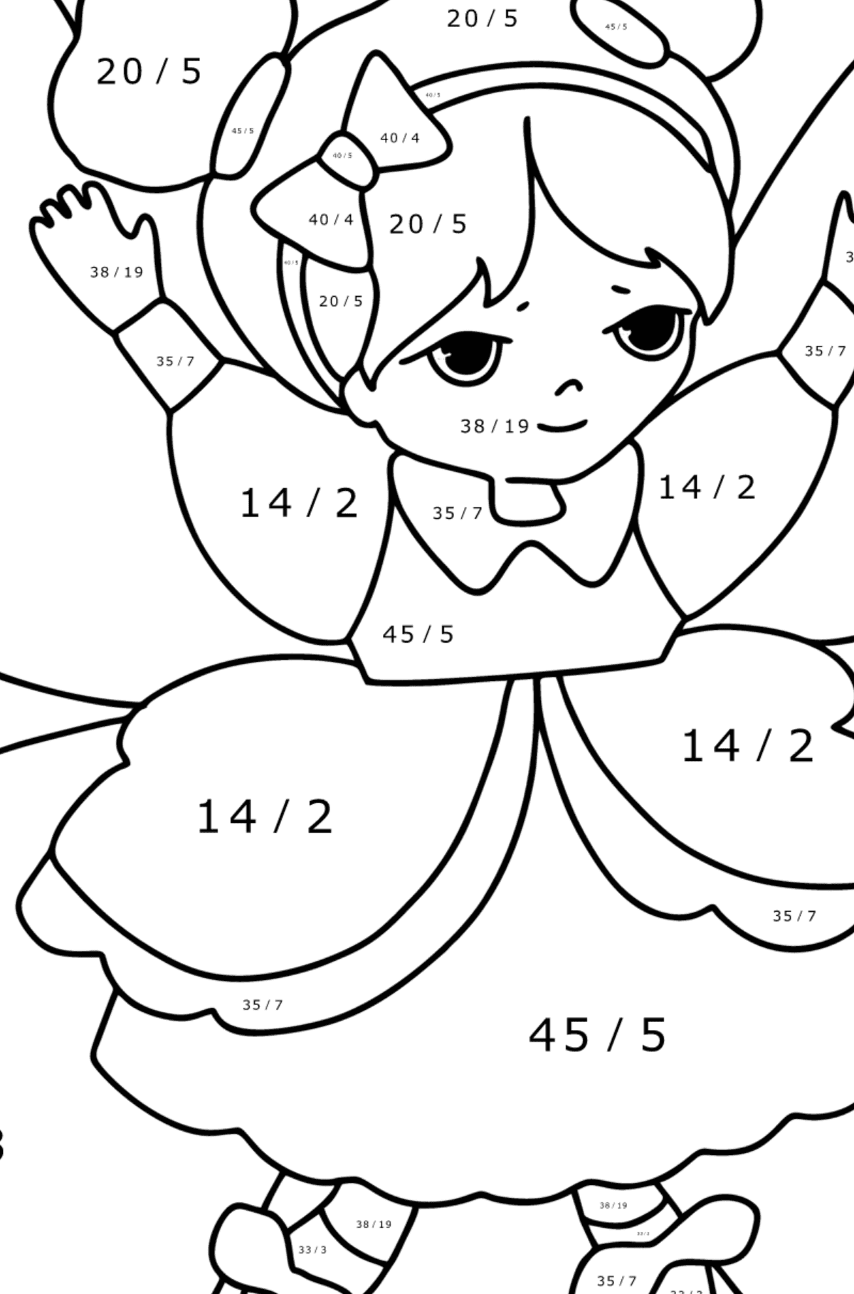 Flying Fairy coloring page - Math Coloring - Division for Kids