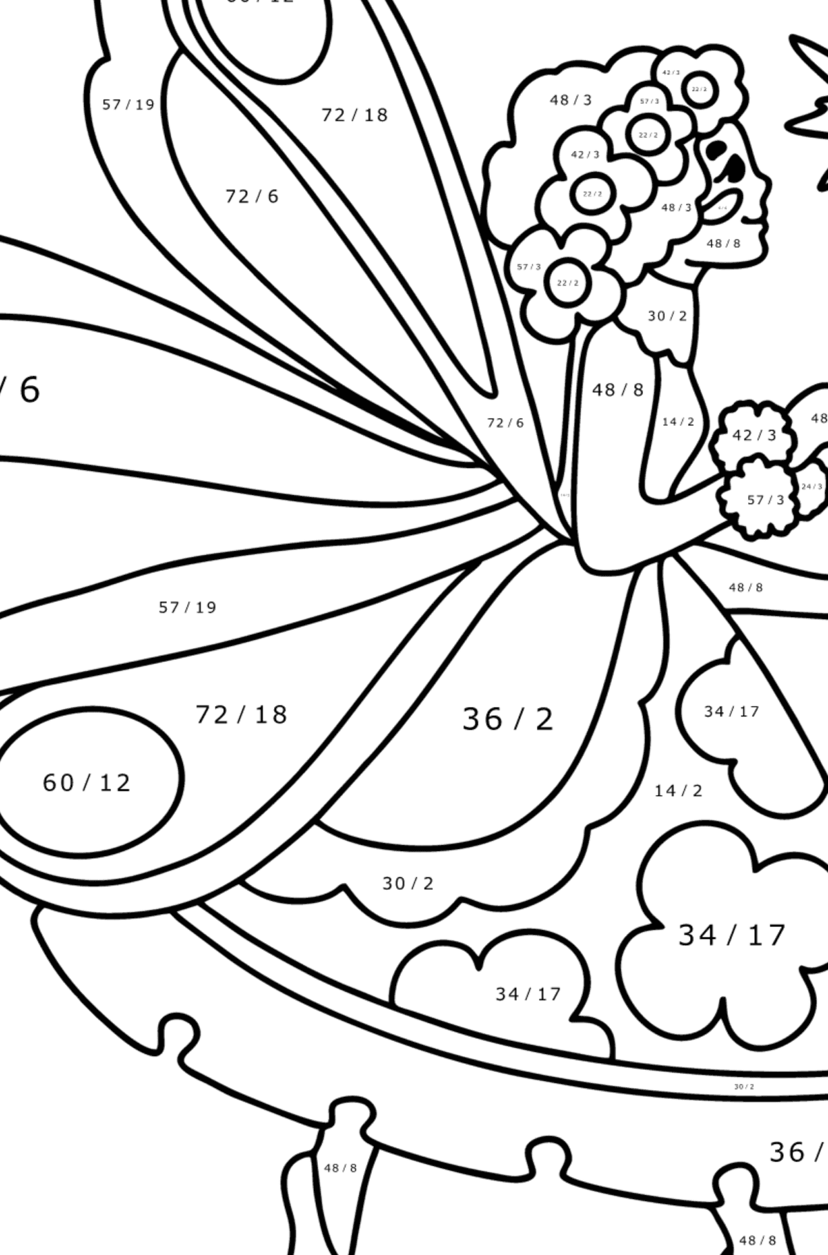 Kind fairy coloring page - Math Coloring - Division for Kids