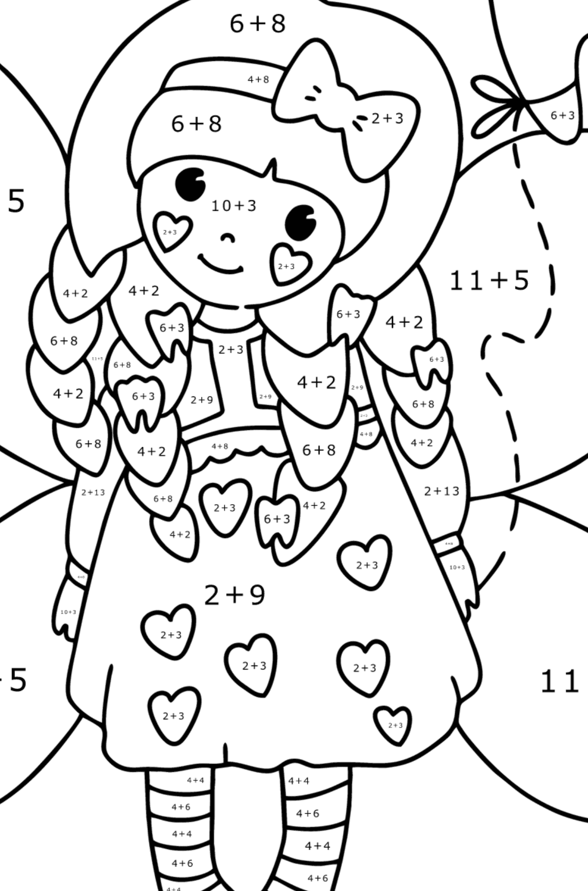 Tooth Fairy coloring page - Math Coloring - Addition for Kids