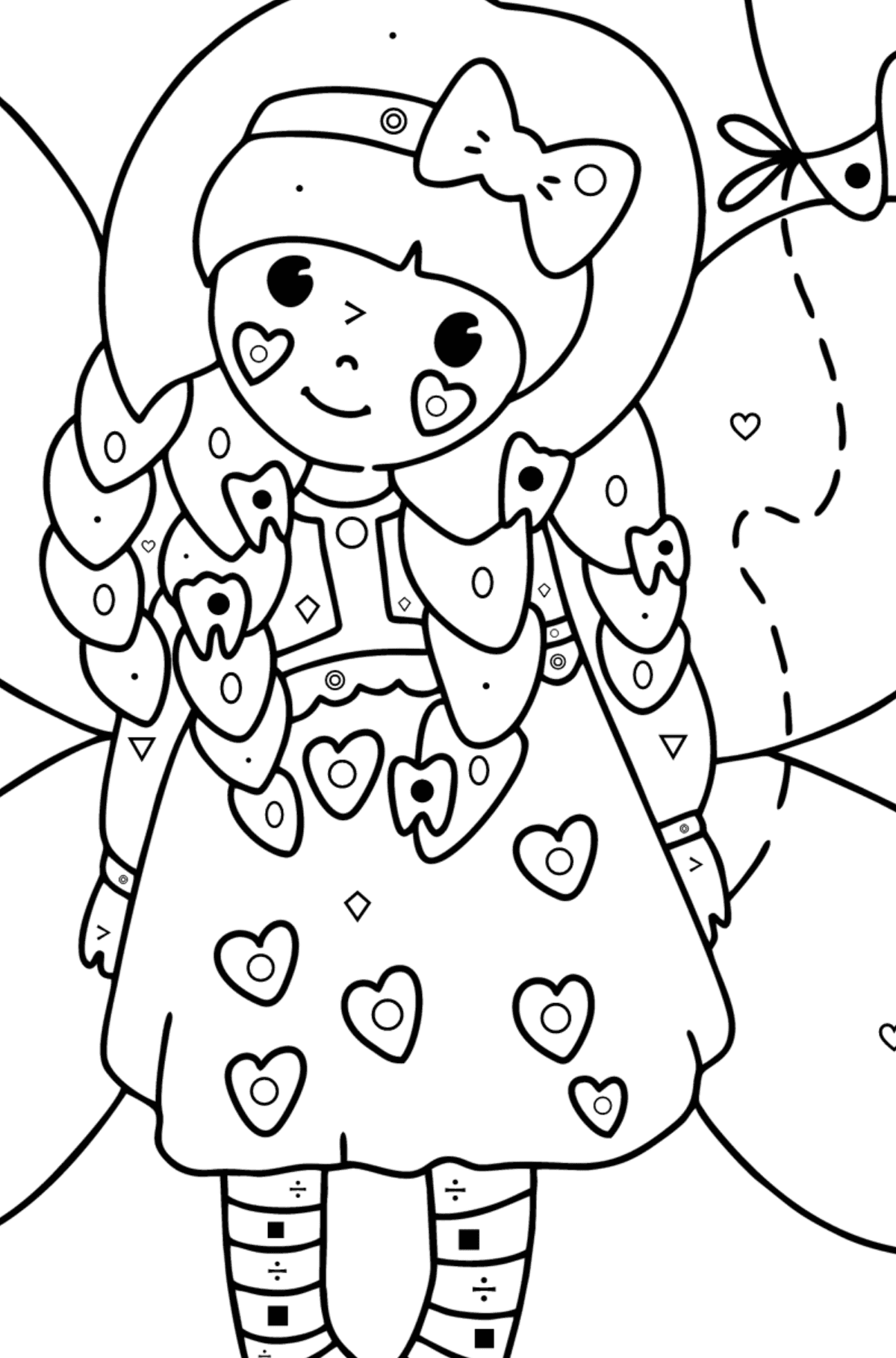 Tooth Fairy coloring page - Coloring by Symbols and Geometric Shapes for Kids