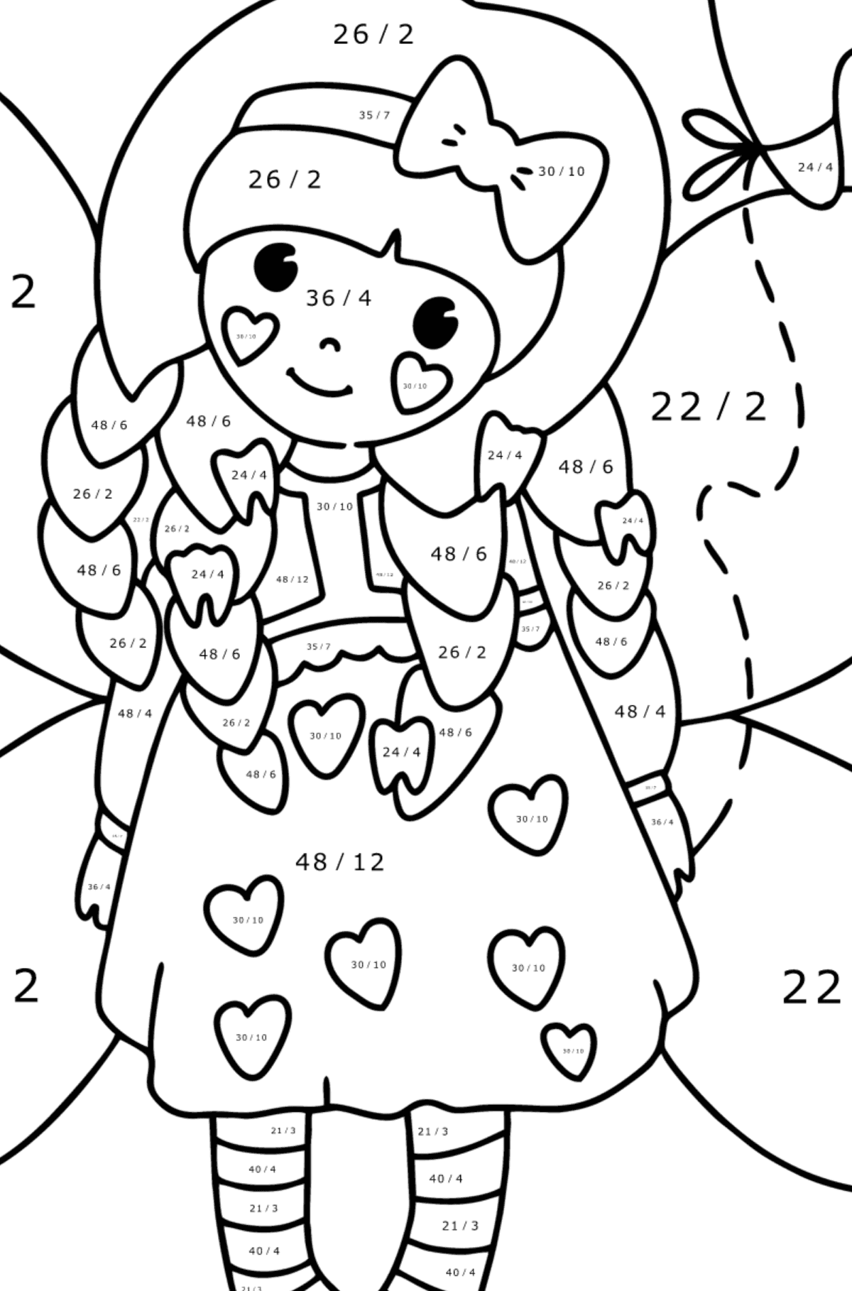 Tooth Fairy coloring page - Math Coloring - Division for Kids