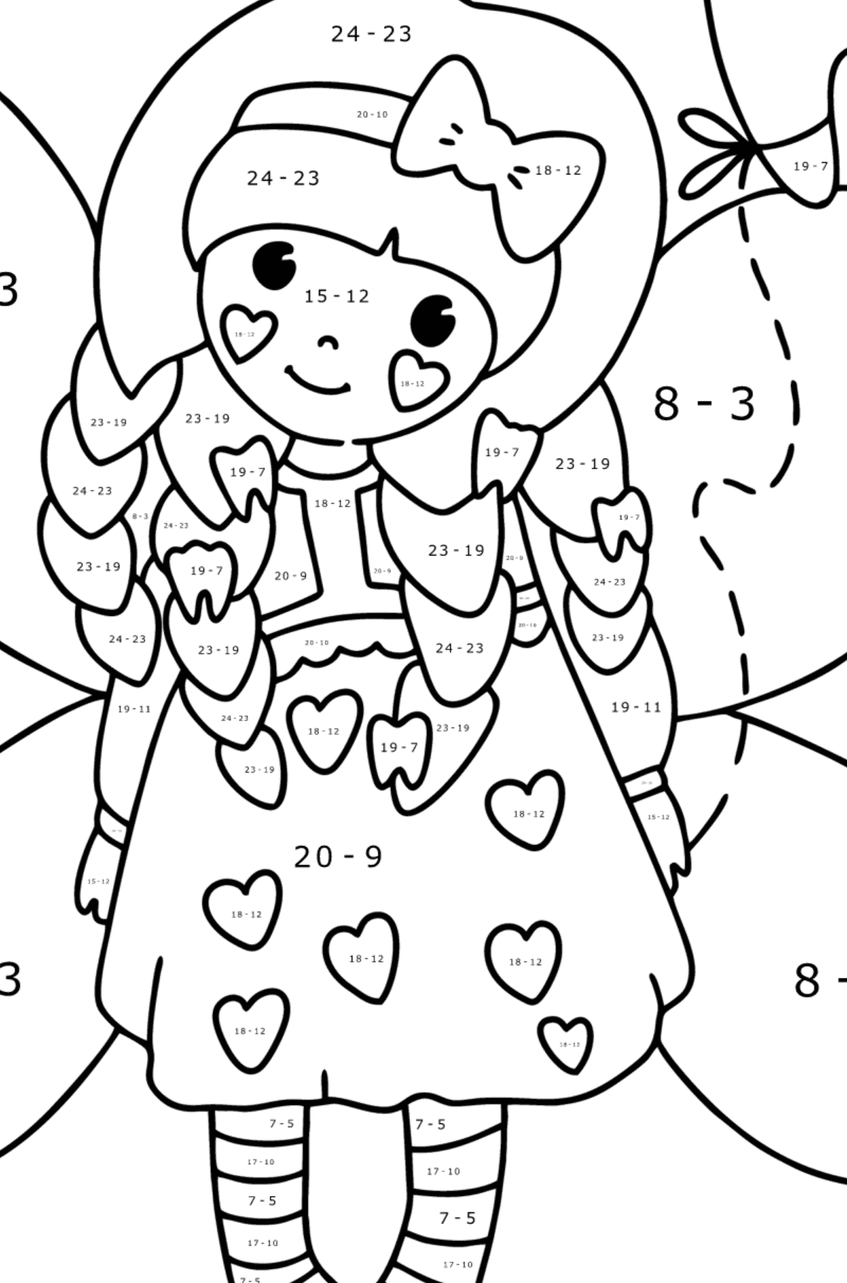 Tooth Fairy coloring page - Math Coloring - Subtraction for Kids