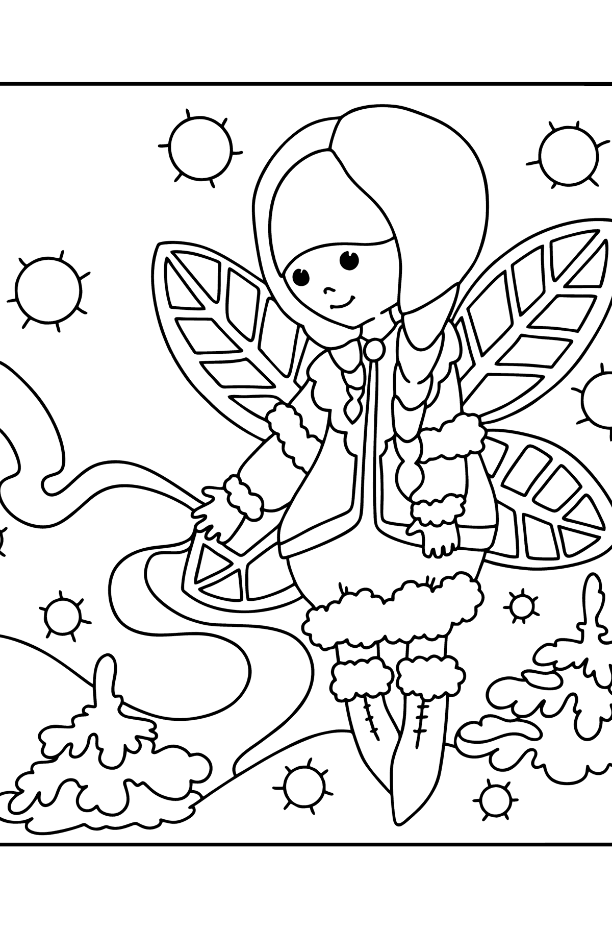 Розмальовка Зимова фея - Розмальовки для дітей