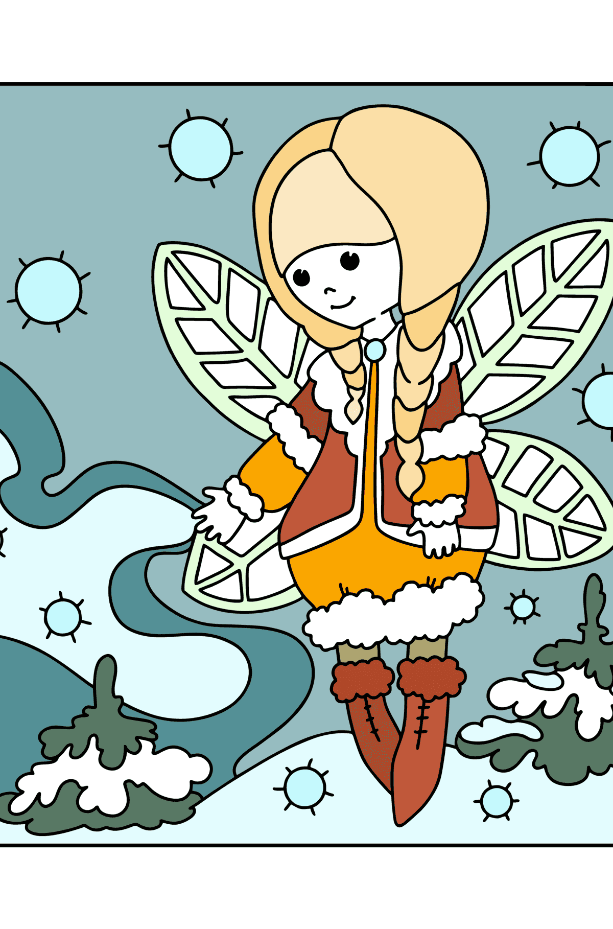 Winter Fairy colouring page - Coloring Pages for Kids