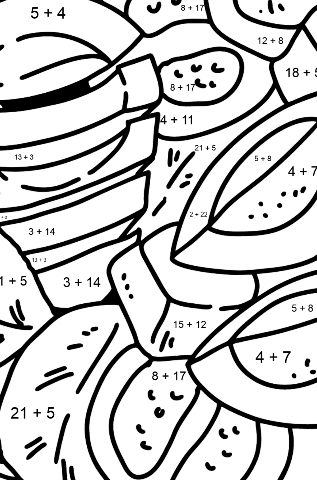 Avocado Salad coloring page - Math Coloring - Addition for Kids