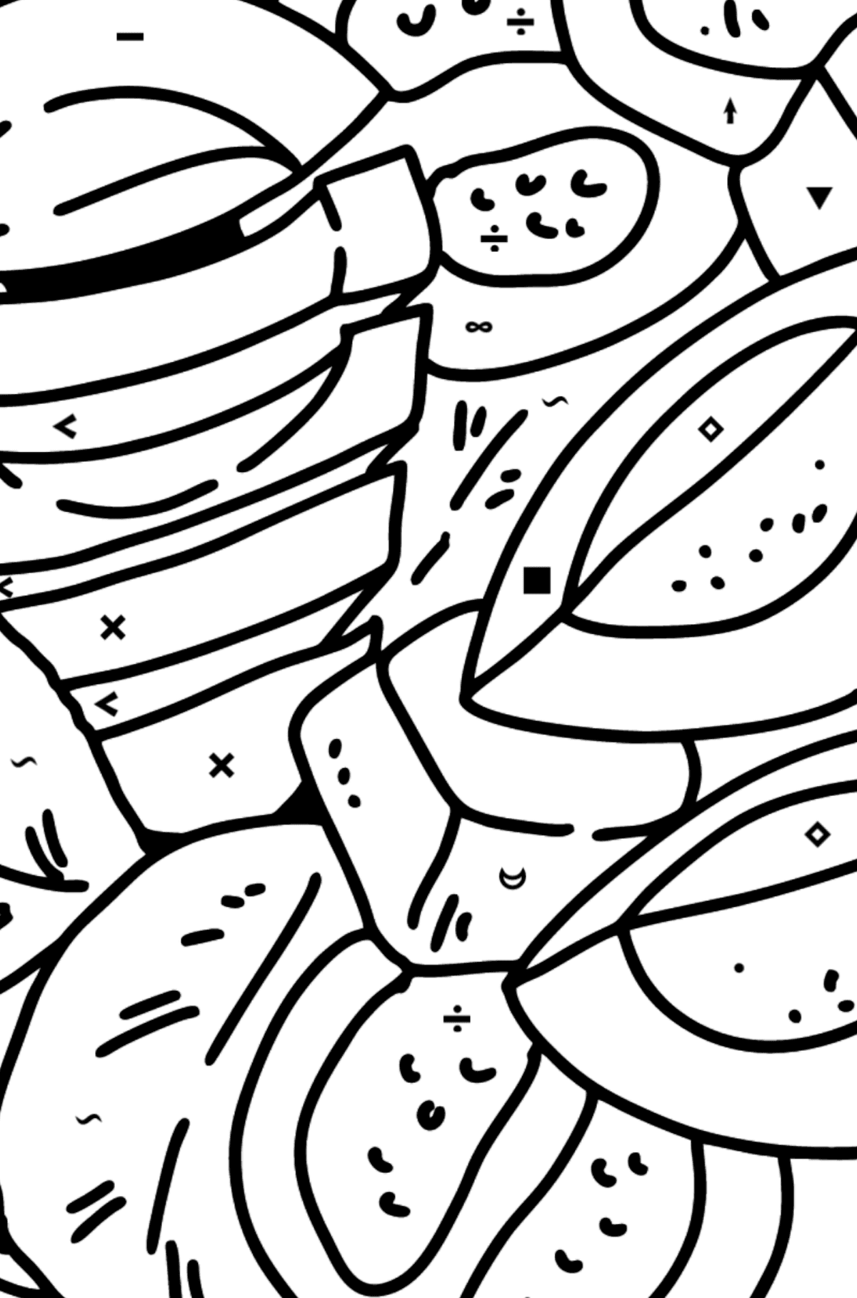 Avocado Salad coloring page - Coloring by Symbols for Kids