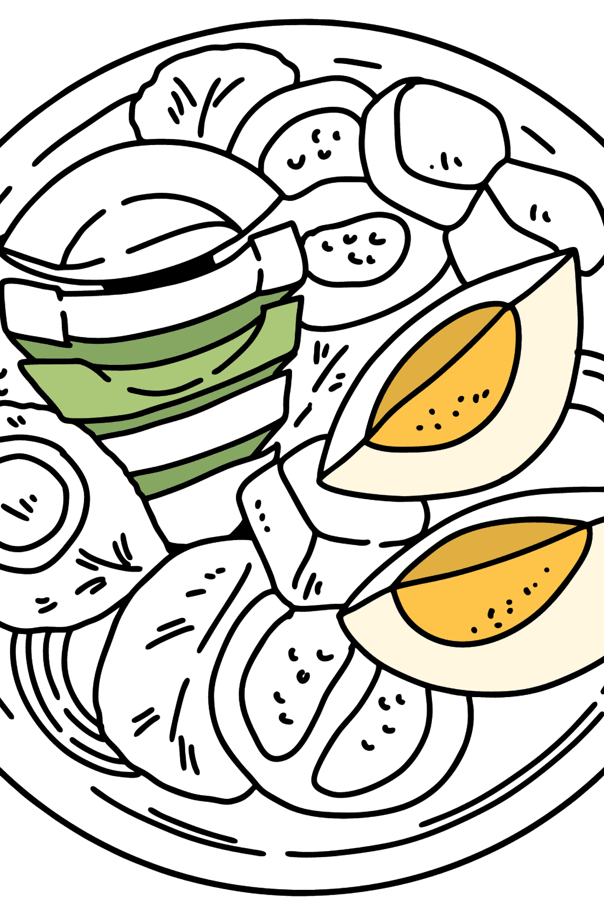 Boyama sayfası avokadolu salata - Boyamalar çocuklar için