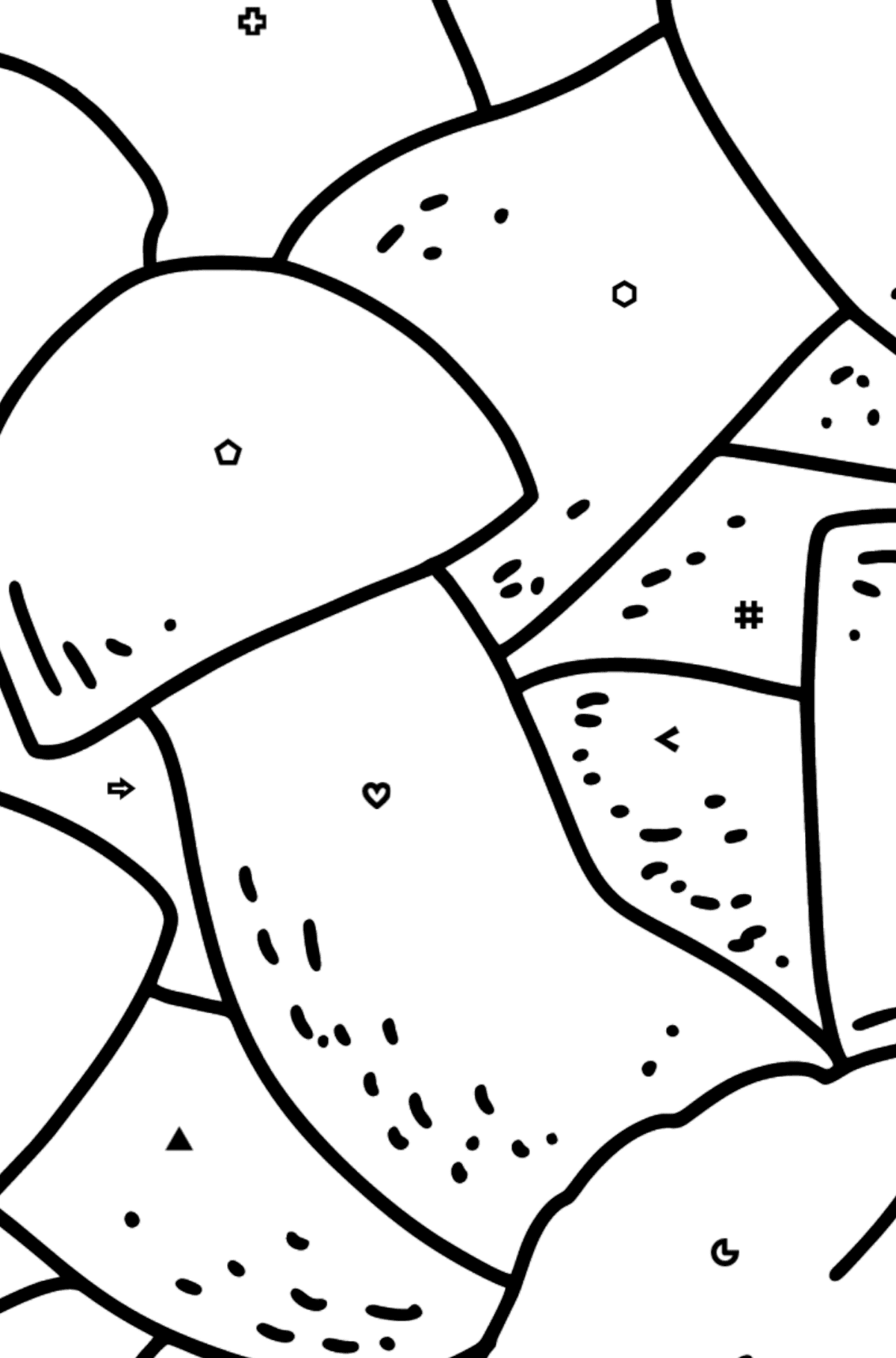 Boletus coloring page - Coloring by Symbols and Geometric Shapes for Kids