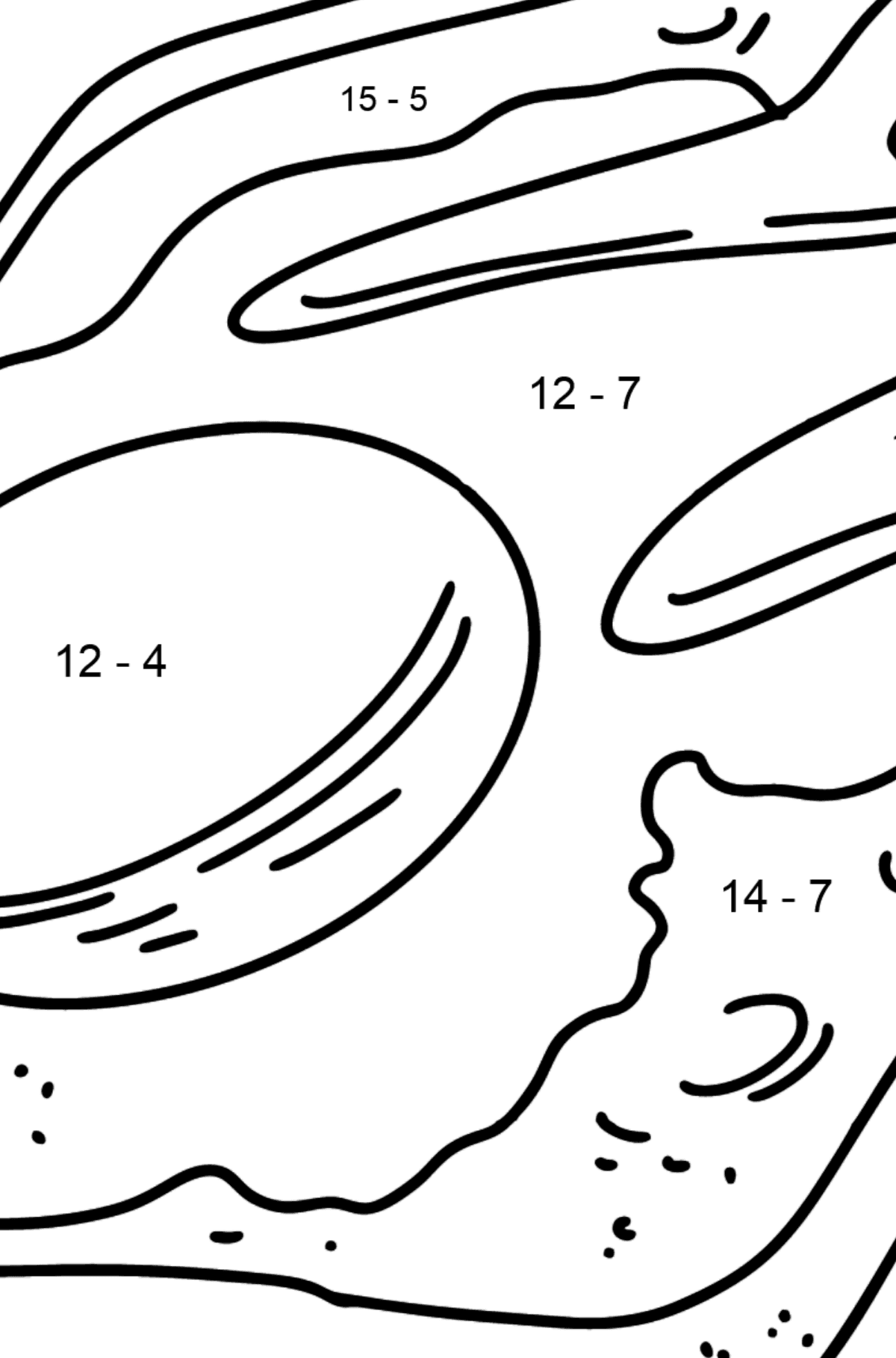 Coloring page breakfast - sandwich - Math Coloring - Subtraction for Kids