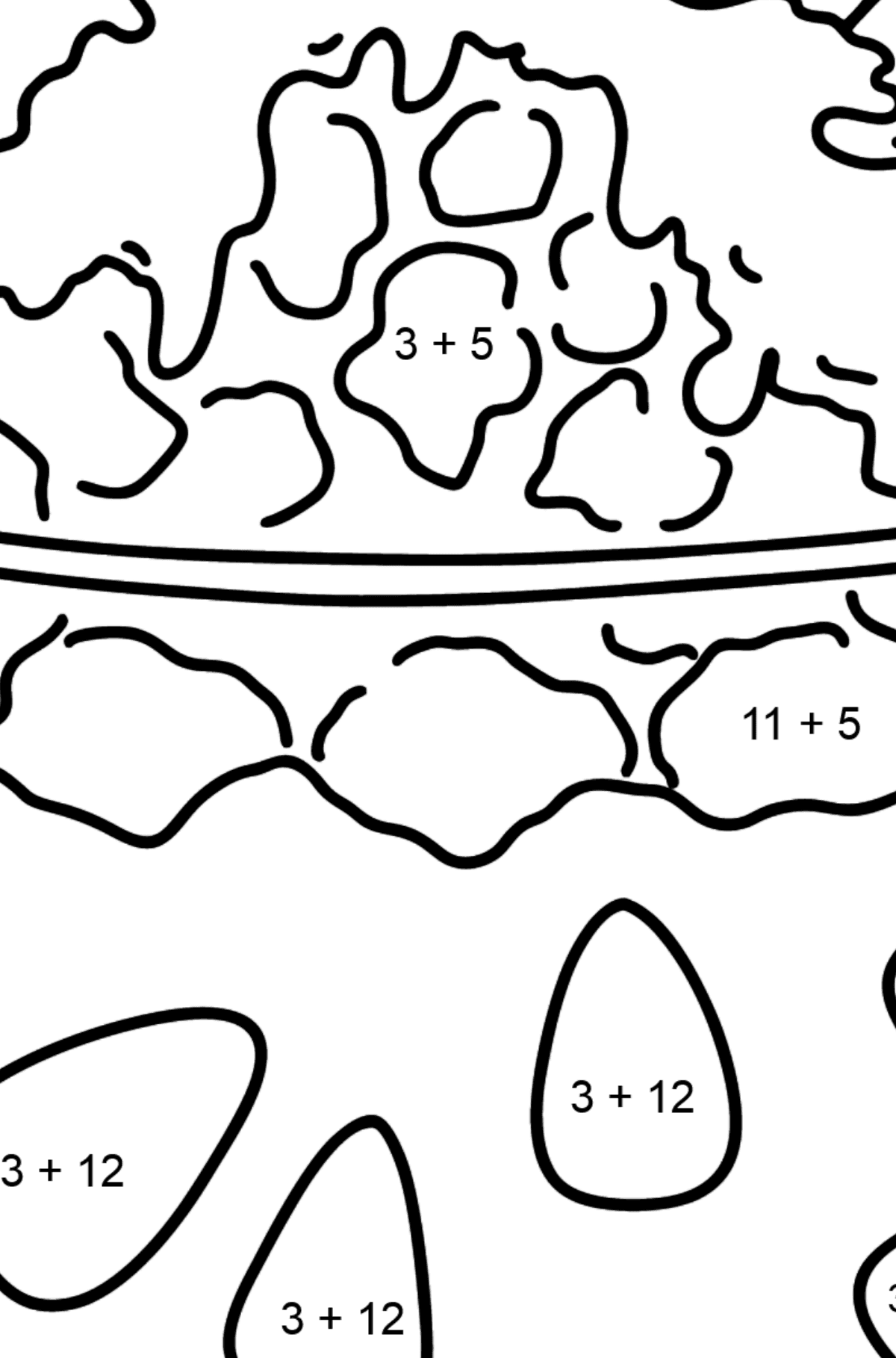 Desenho para colorir em flocos de morango - Colorindo com Matemática - Soma para Crianças