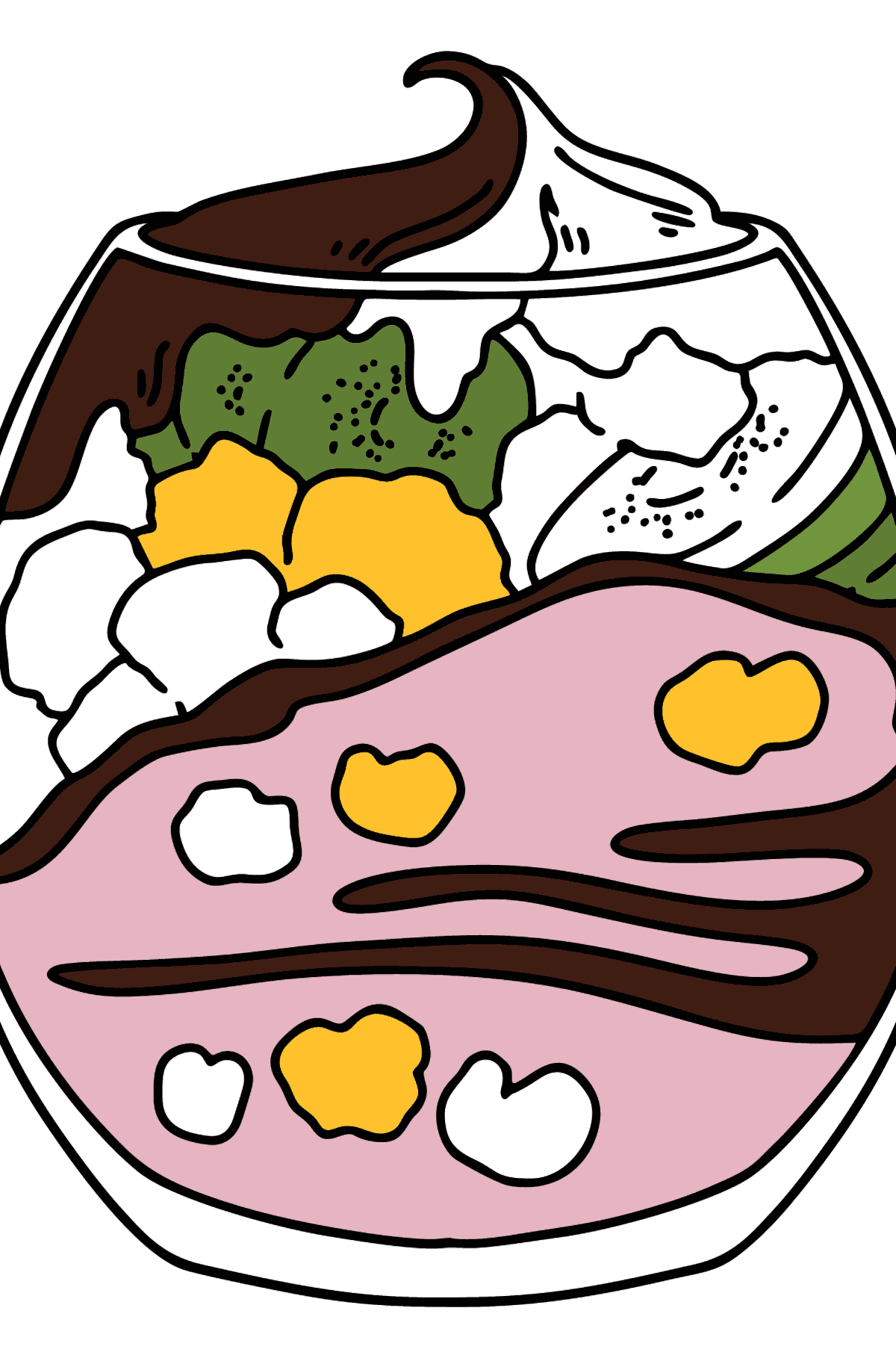 Cereal with Yogurt and Chocolate colouring page - Coloring Pages for Kids