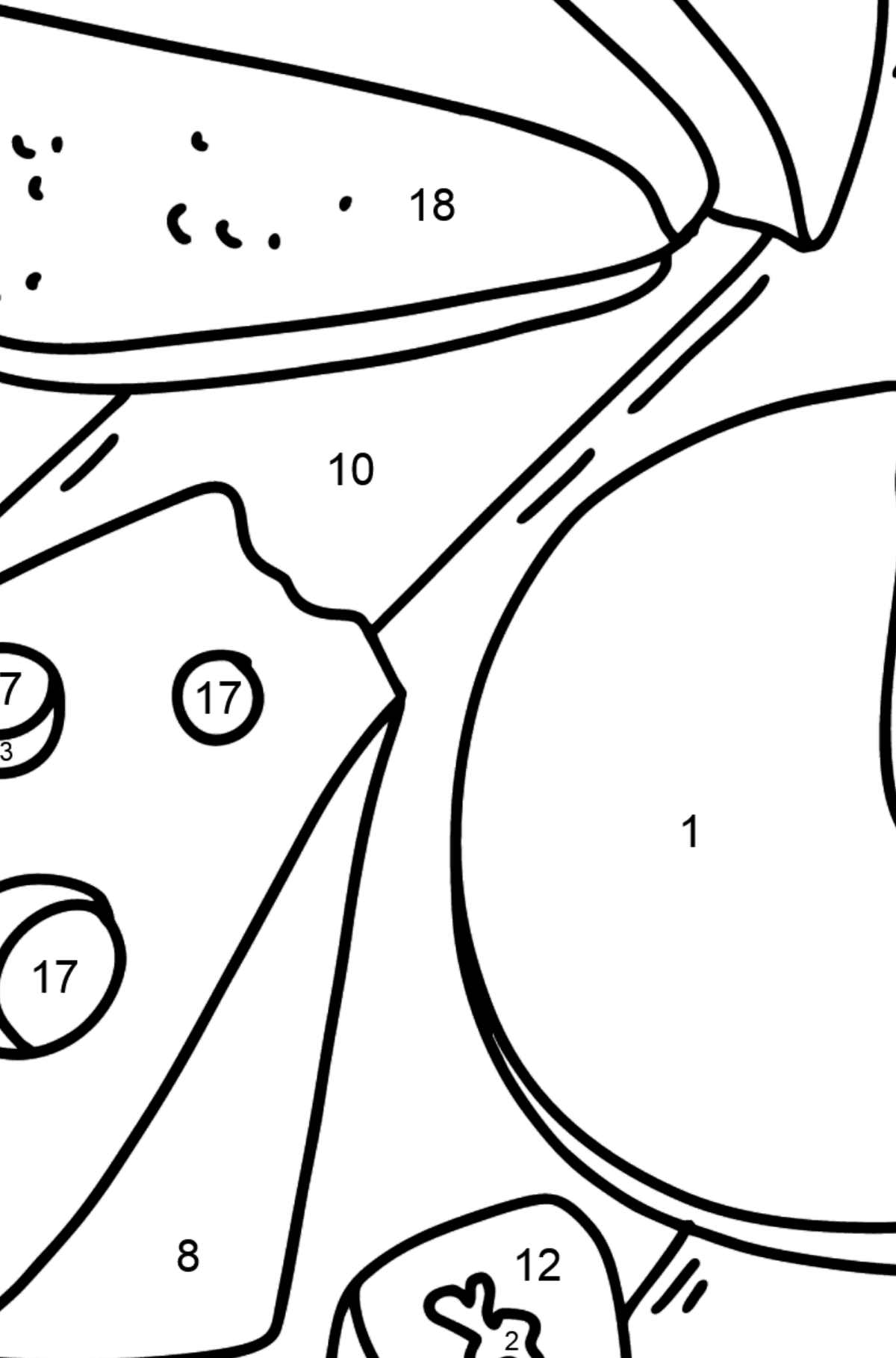 Cheese Plate coloring page - Coloring by Numbers for Kids