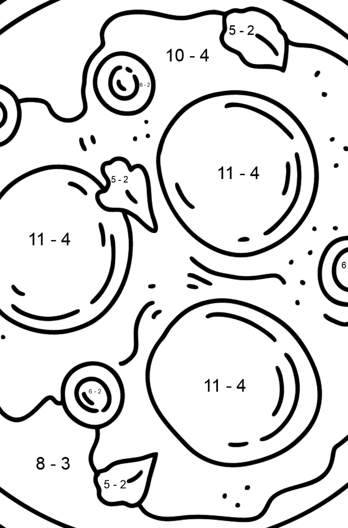 Fried Eggs Fried Egg coloring page - Math Coloring - Subtraction for Kids