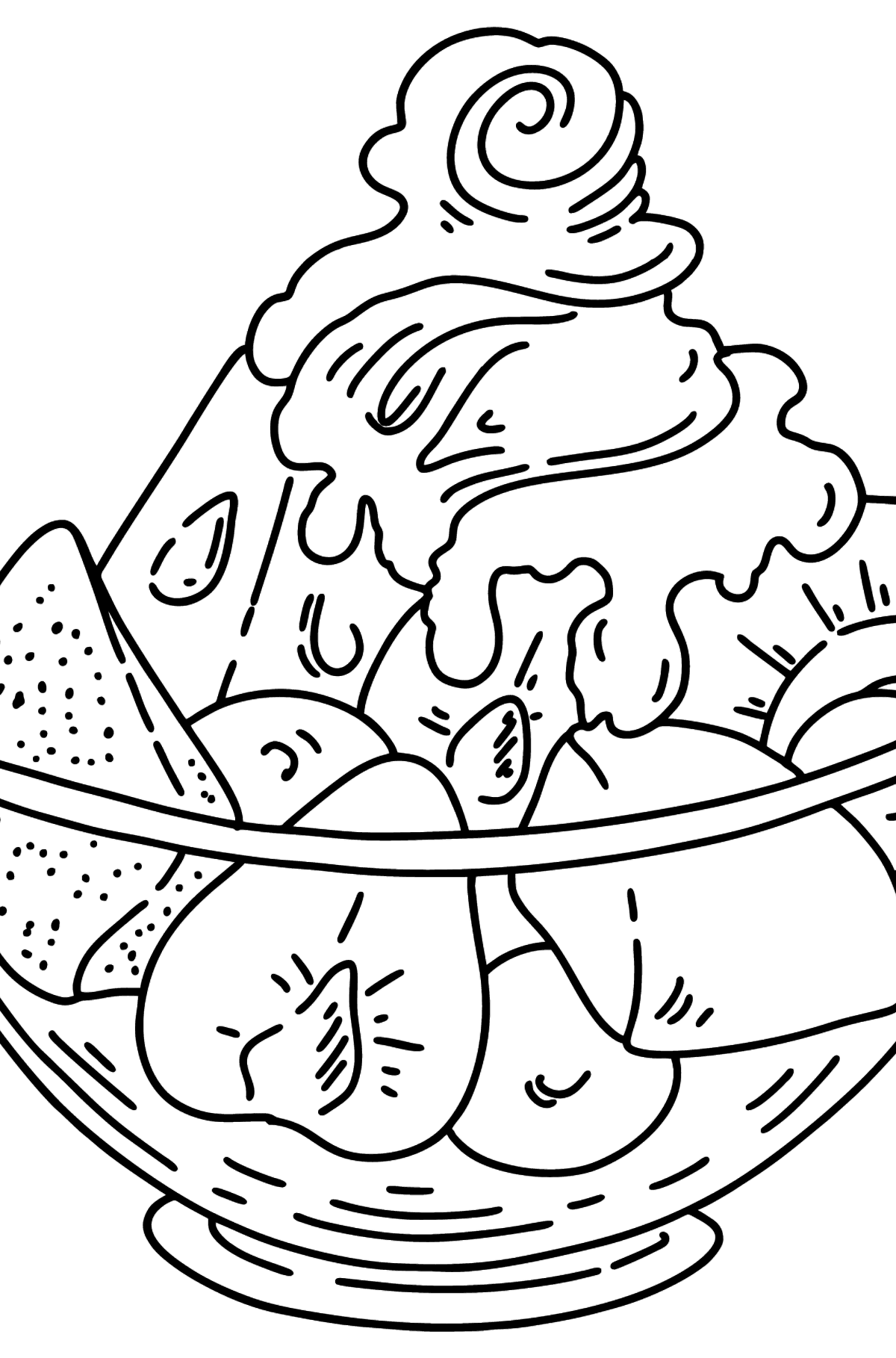 Раскраска салат фруктовый - Картинки для Детей