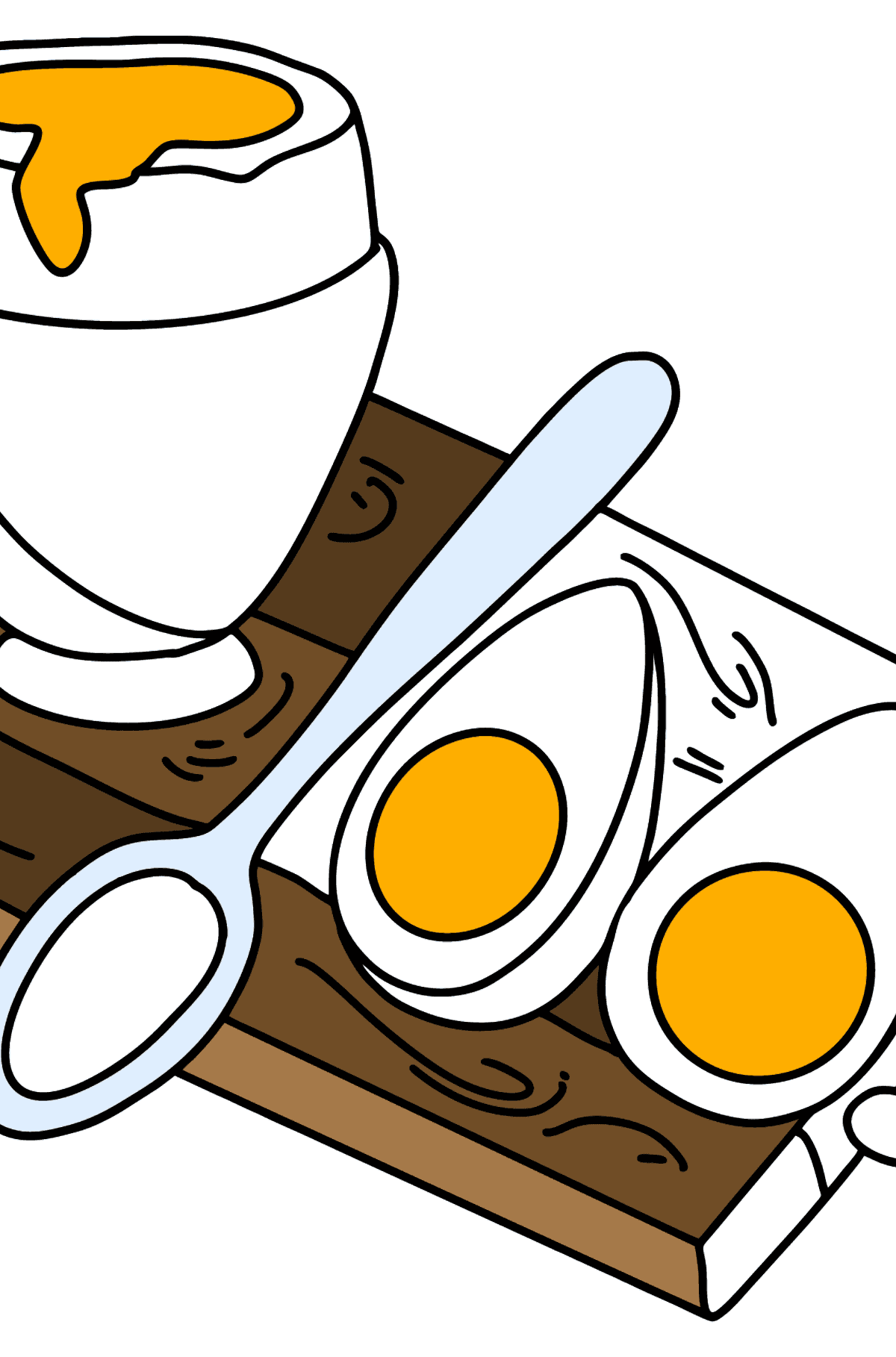 Desenho para colorir de ovo cozido e ovo escalfado - Imagens para Colorir para Crianças