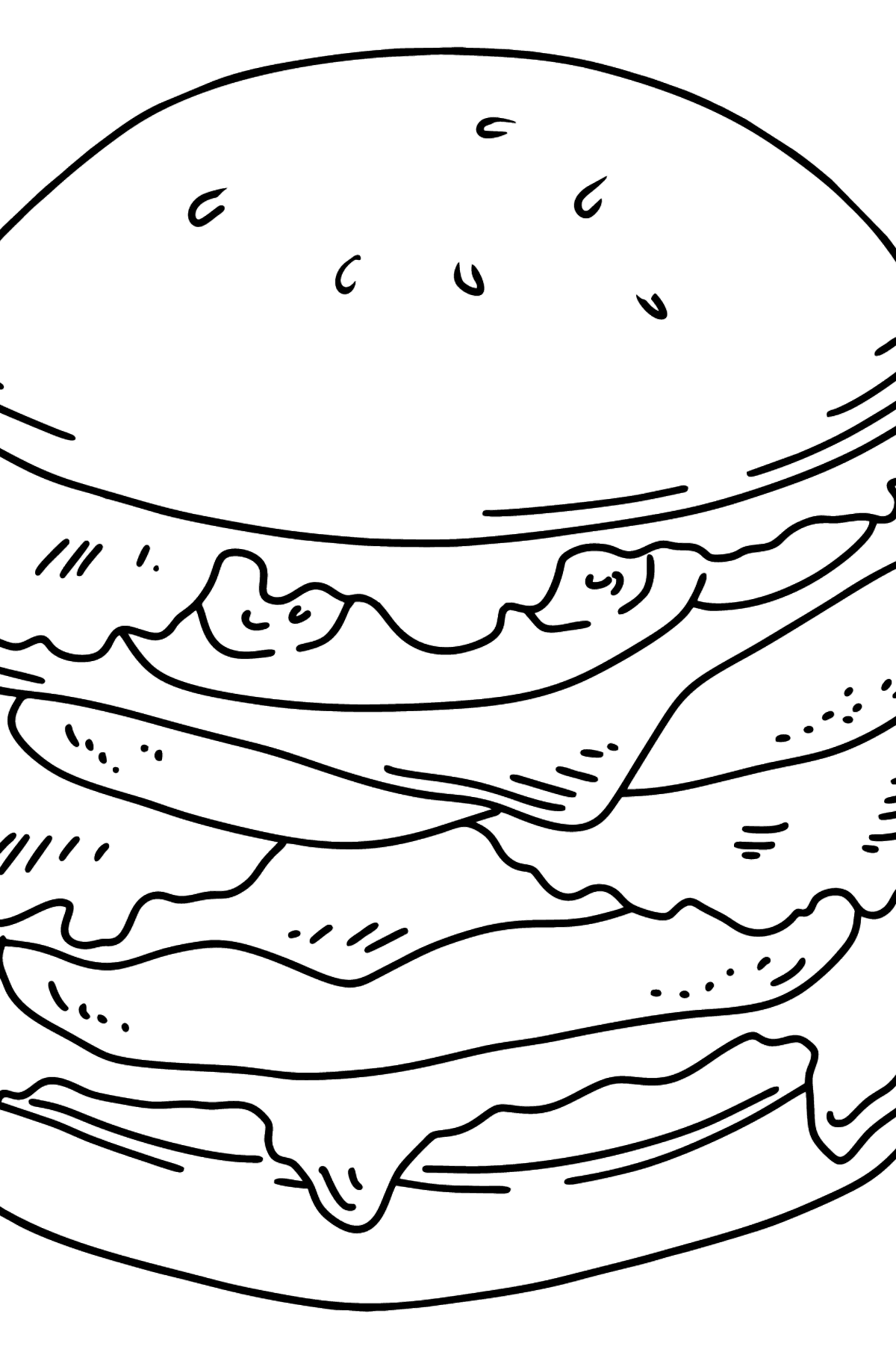 Раскраска сочный гамбургер - Картинки для Детей