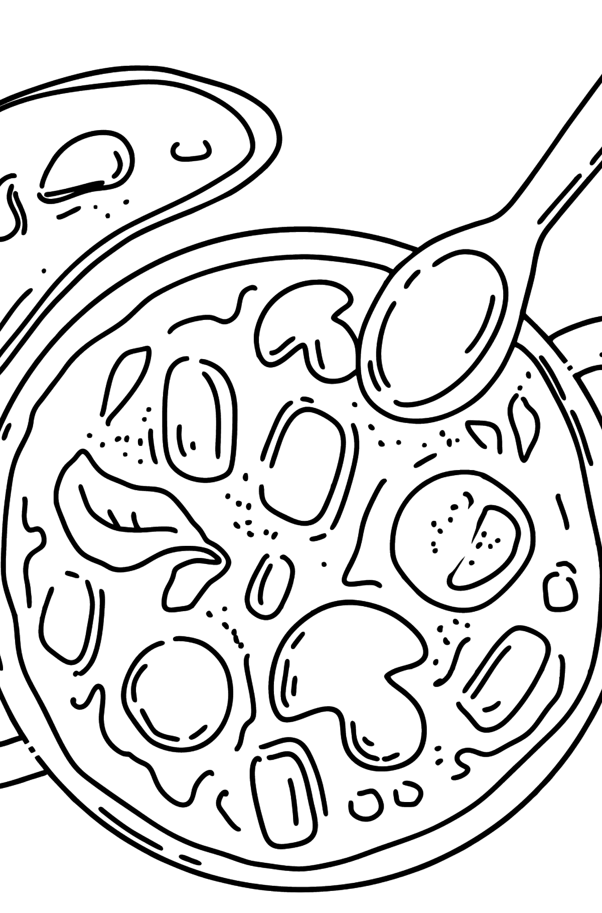 Desenho para colorir do almoço - sopa - Imagens para Colorir para Crianças