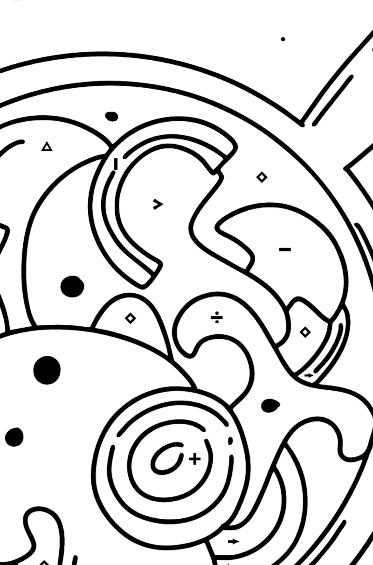 Mushrooms in Creamy Sauce coloring page - Coloring by Symbols for Kids