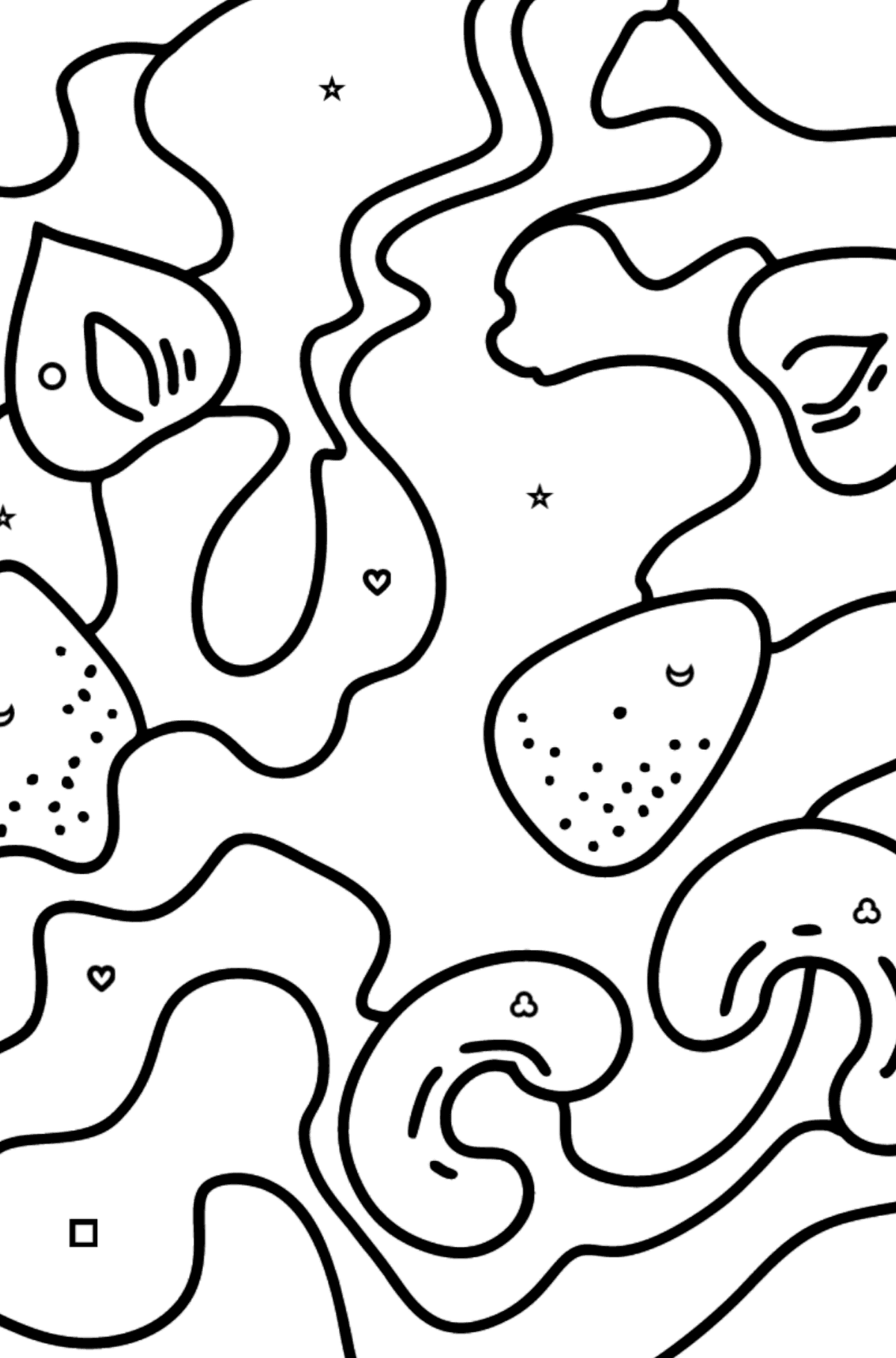 Розмальовка Каша з горіхами та полуницею - Розмальовки за геометричними фігурами для дітей