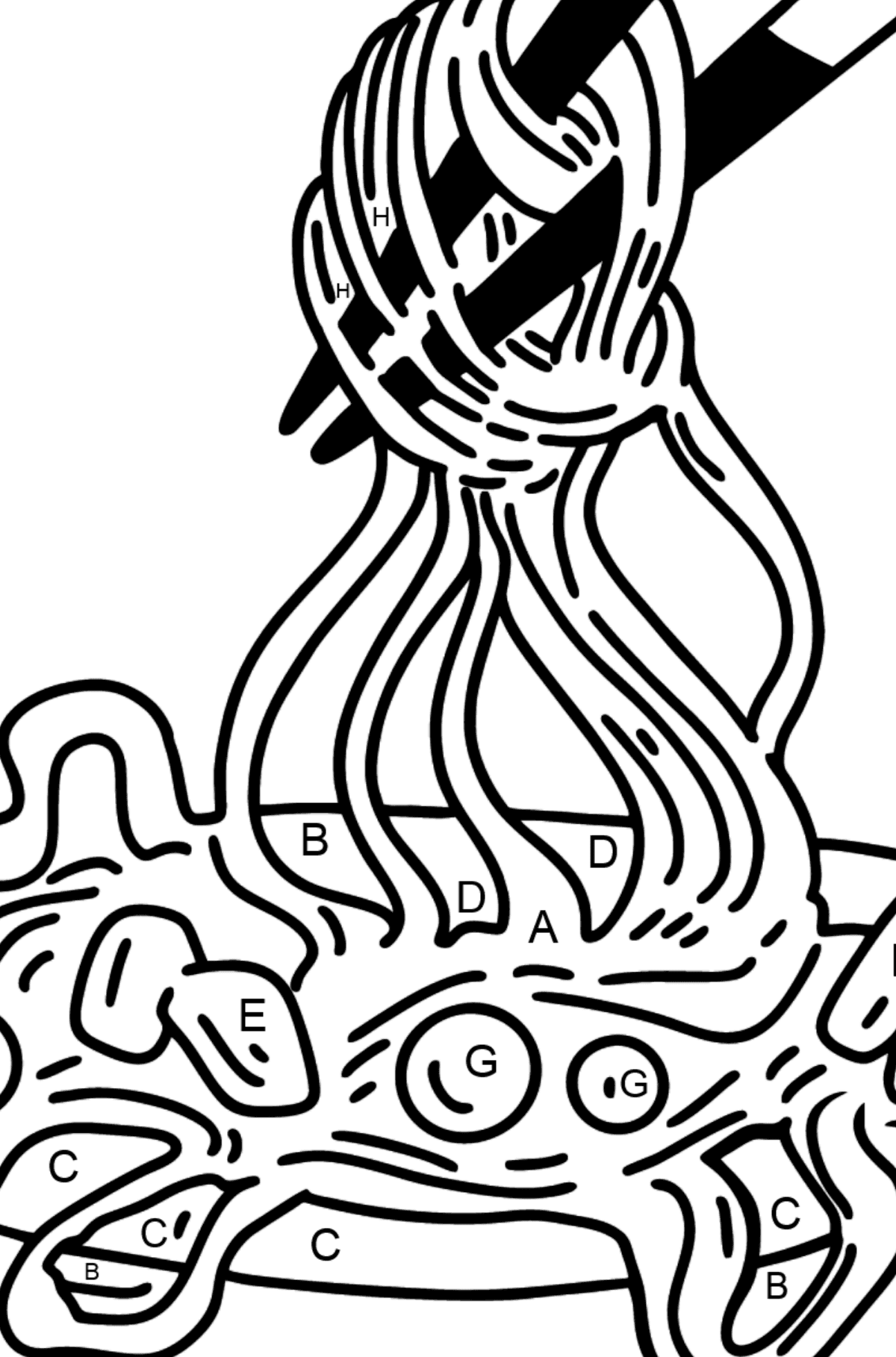 Ramen coloring page - Coloring by Letters for Kids