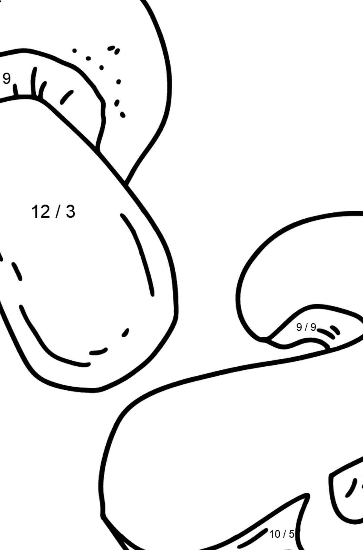 Royal Champignons coloring page - Math Coloring - Division for Kids