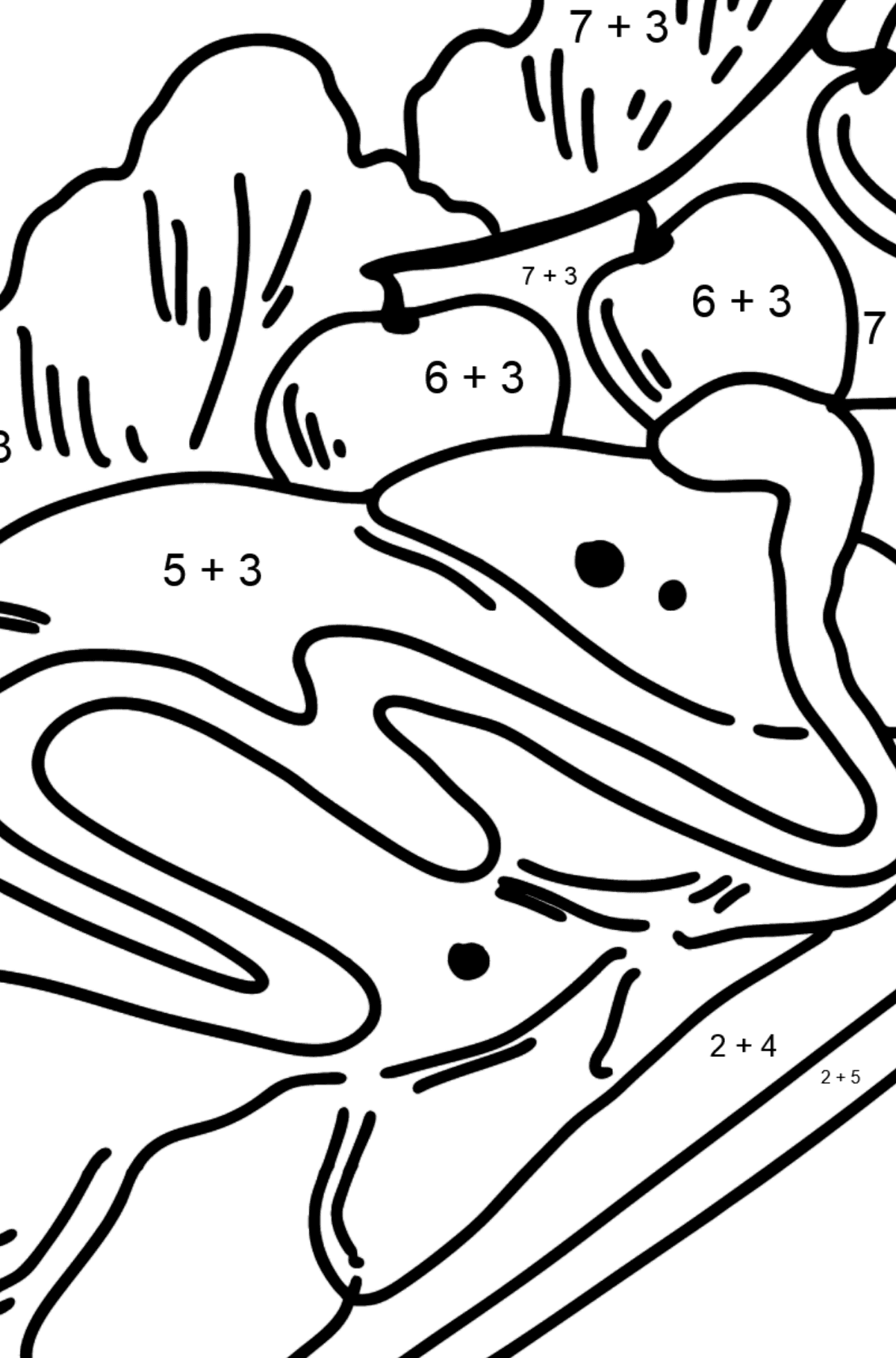 Boyama sayfası ton balıklı salata - Matematik Boyama - Toplama çocuklar için