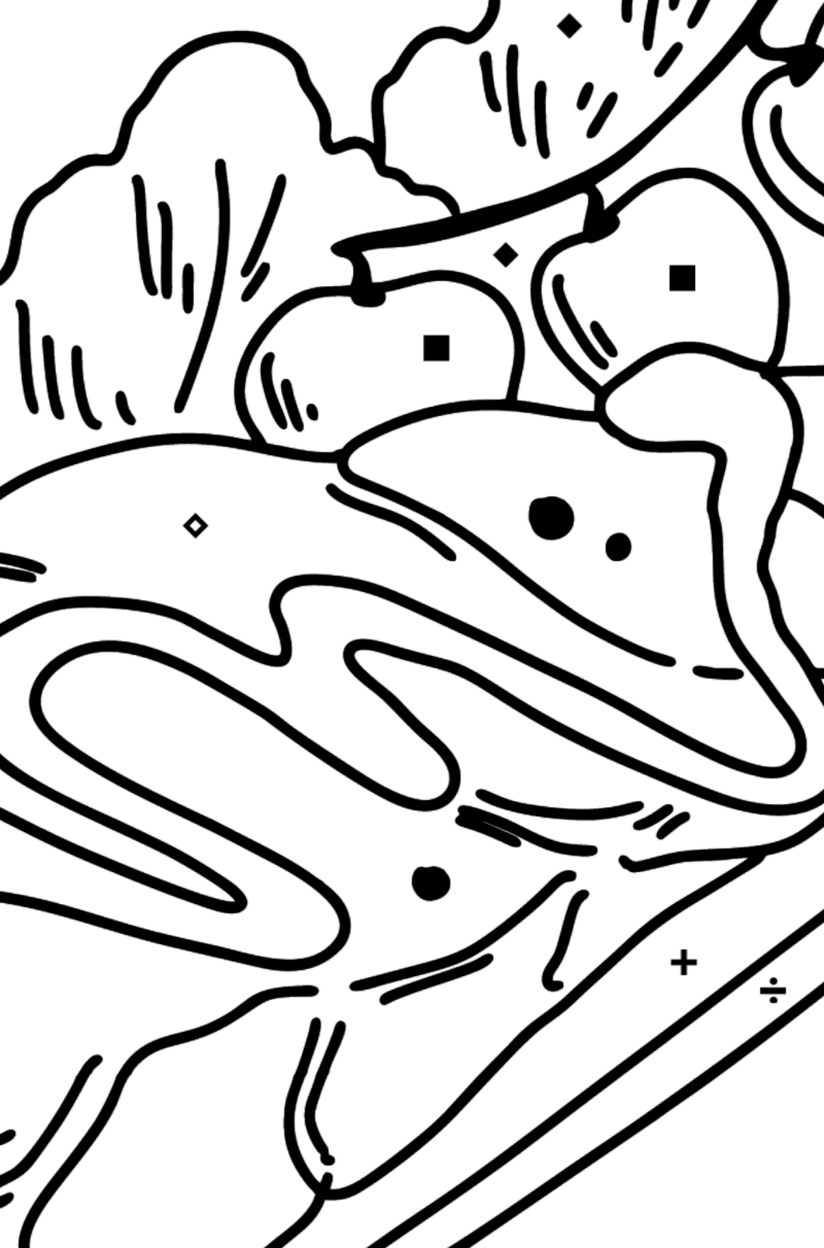 Ausmalbild Thunfischsalat - Ausmalen nach Symbolen für Kinder