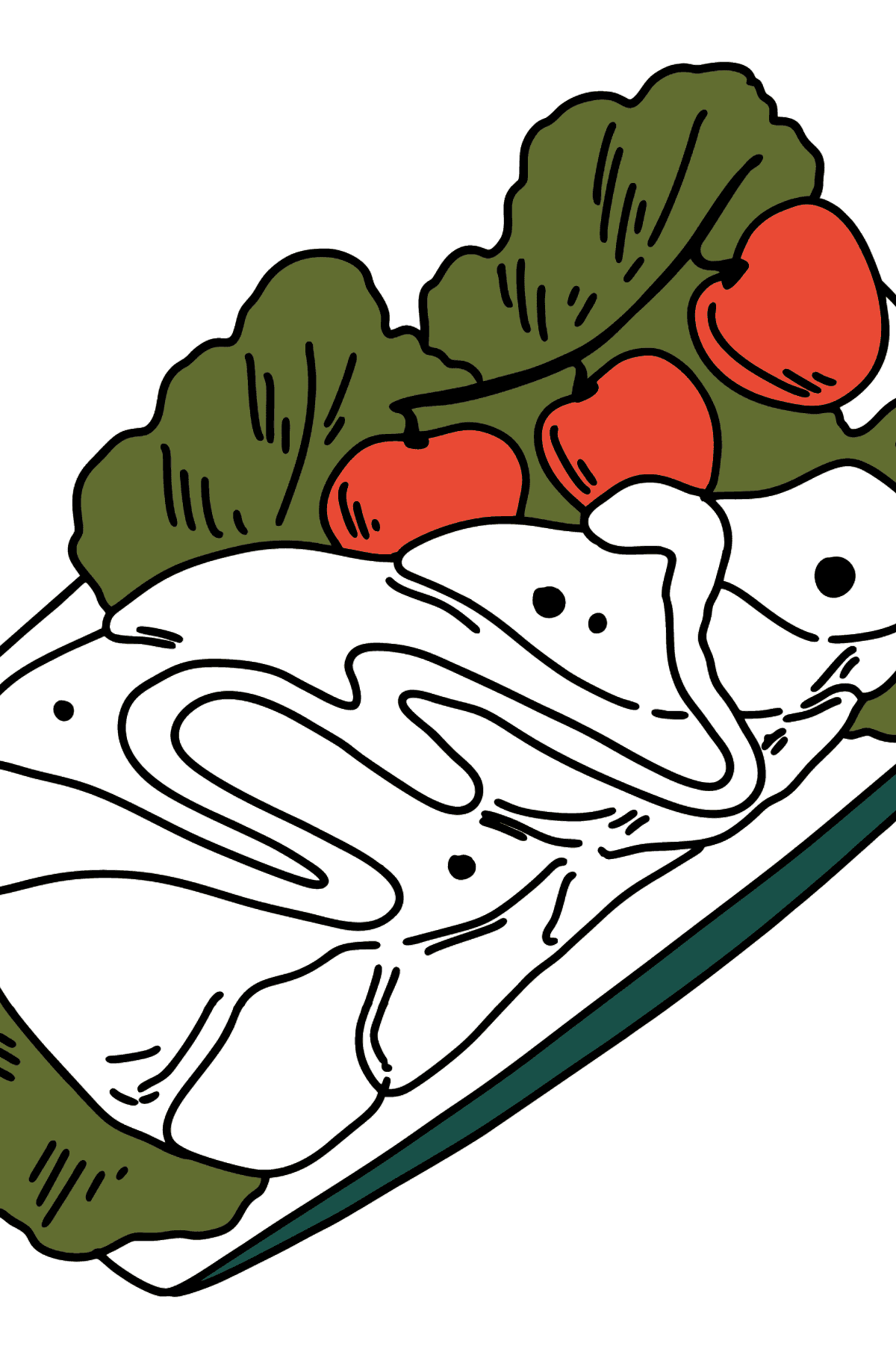 Tegning til fargelegging salat med tunfisk - Tegninger til fargelegging for barn