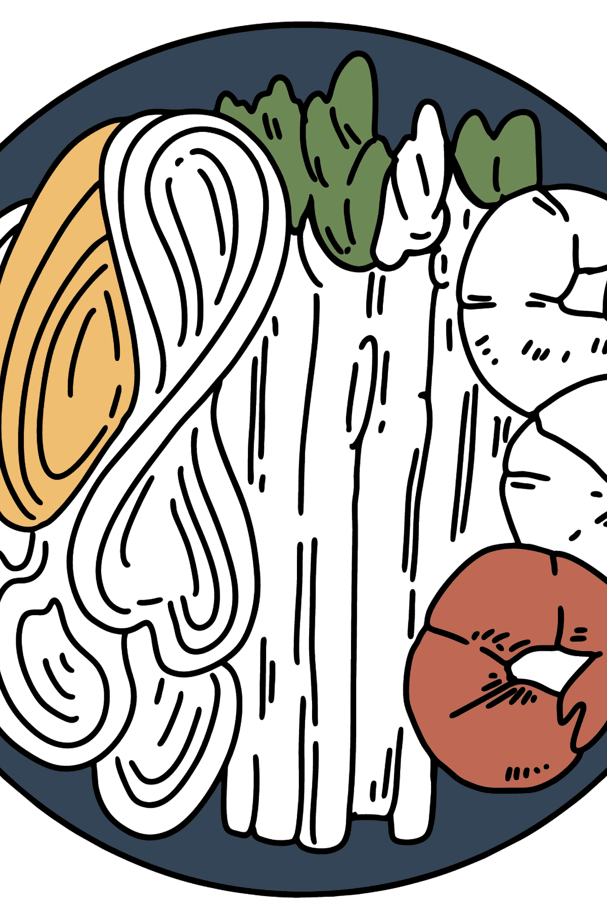 Раскраска спагетти спаржа томаты - Картинки для Детей
