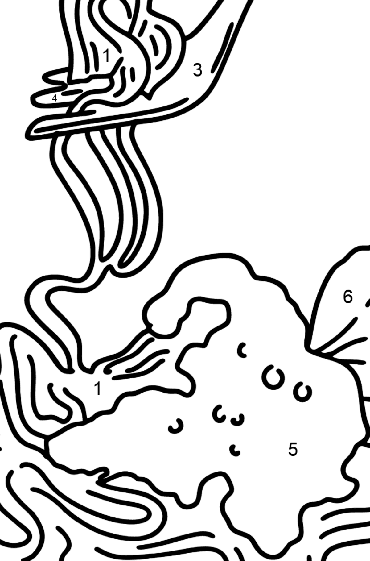 Spaghetti with Tomato Sauce coloring page - Coloring by Numbers for Kids