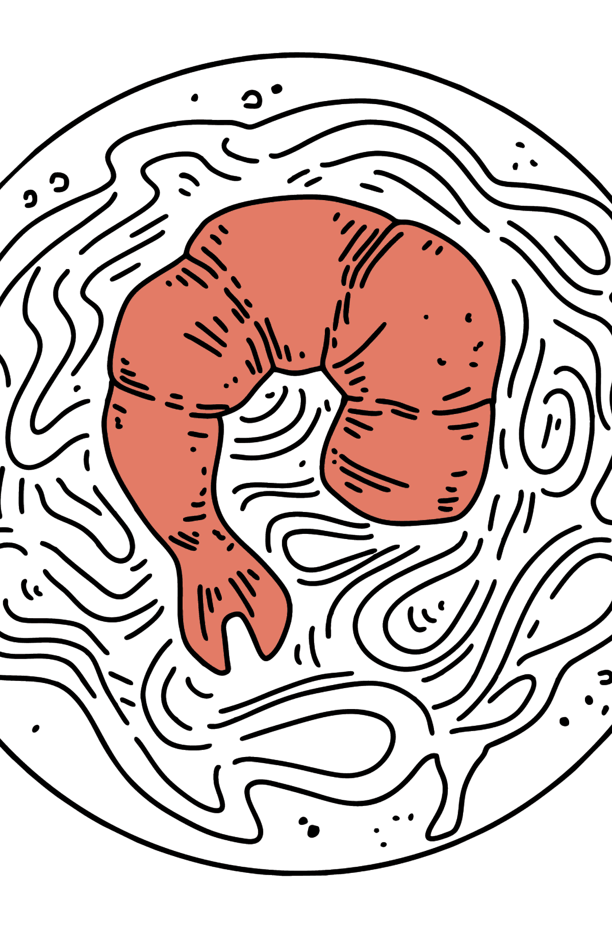 Spaghetti with Shrimps coloring page - Coloring Pages for Kids