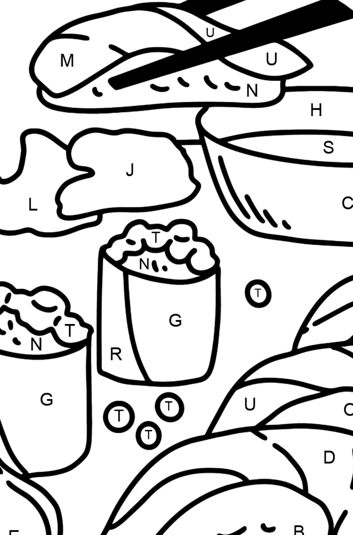 Sushi coloring page - Coloring by Letters for Kids