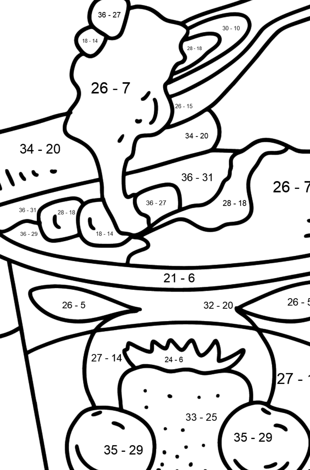 Yogurt with Berries coloring page - Math Coloring - Subtraction for Kids