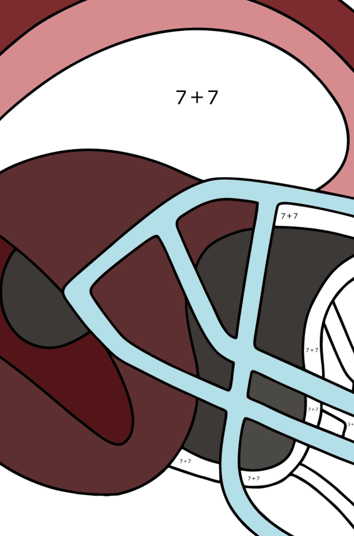 Раскраска NFL Защитный Шлем - На Сложение для Детей