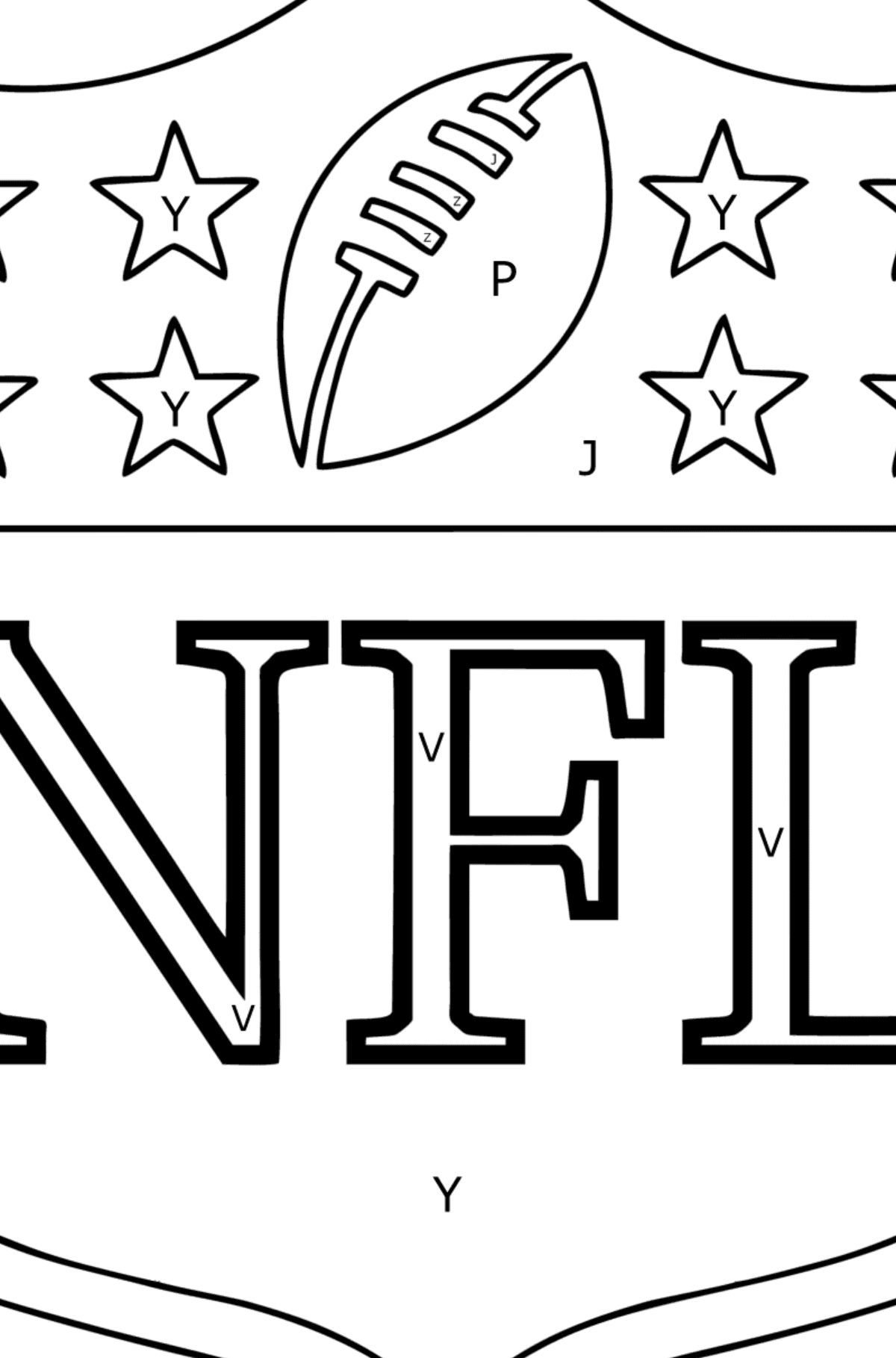 Dibujo Logotipo de la NFL para colorear - Colorear por Letras para Niños