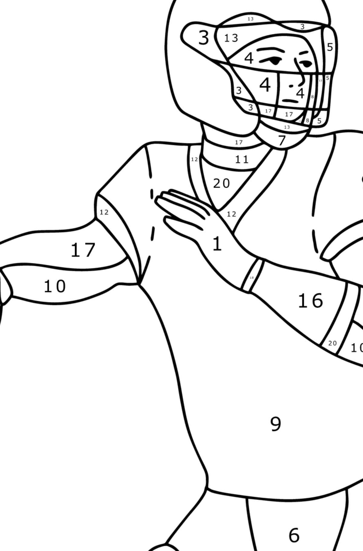 Dibujo Jugador de fútbol americano de la NFL en el juego para colorear - Colorear por Números para Niños
