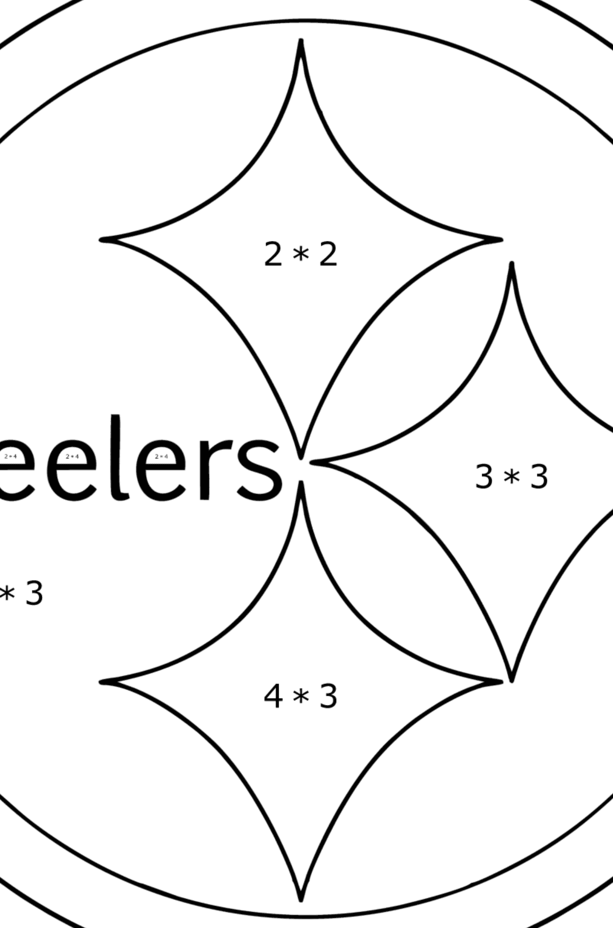 Desenho NFL Pittsburgh Steelers para colorir - Colorindo com Matemática - Multiplicação para Crianças