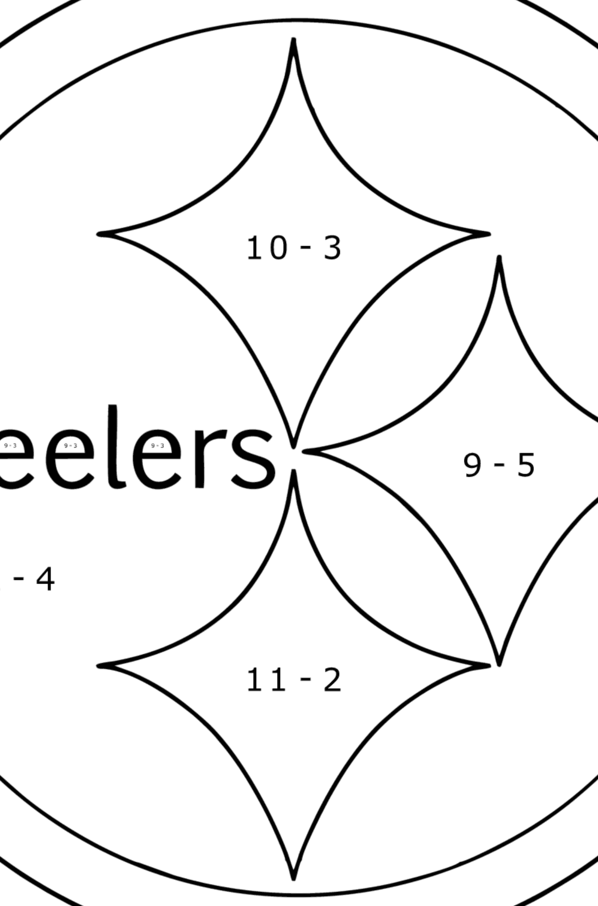 Desenho NFL Pittsburgh Steelers para colorir - Colorindo com Matemática - Subtração para Crianças