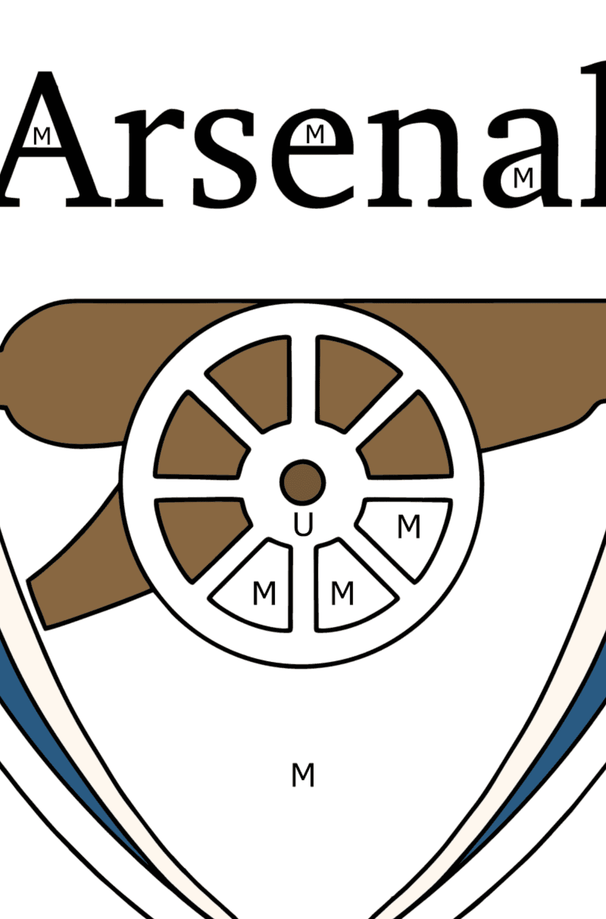 Målarbild UEFA Arsenal - Färgläggning av bokstäver för barn