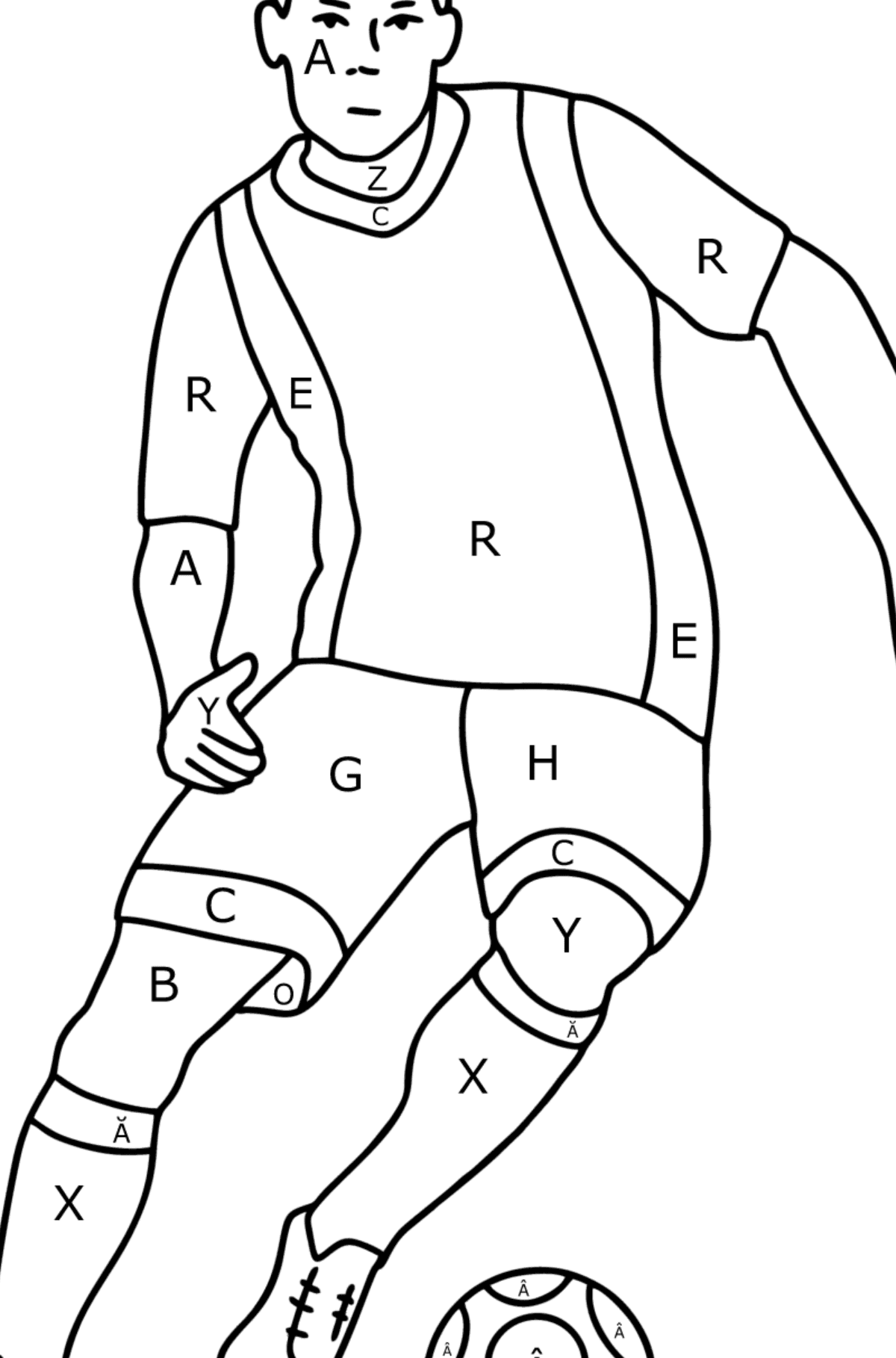 Desen de colorat Fotbalist UEFA - Desen de colorat după Literă pentru copii