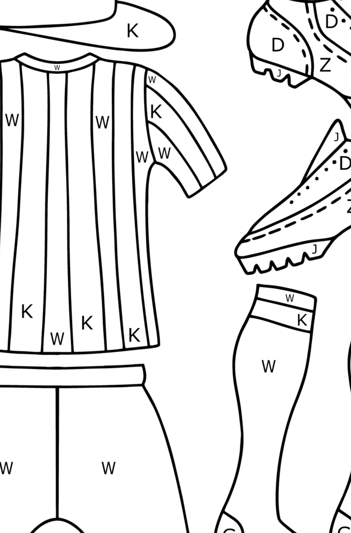 Dibujo Uniforme de árbitro de la UEFA para colorear - Colorear por Letras para Niños