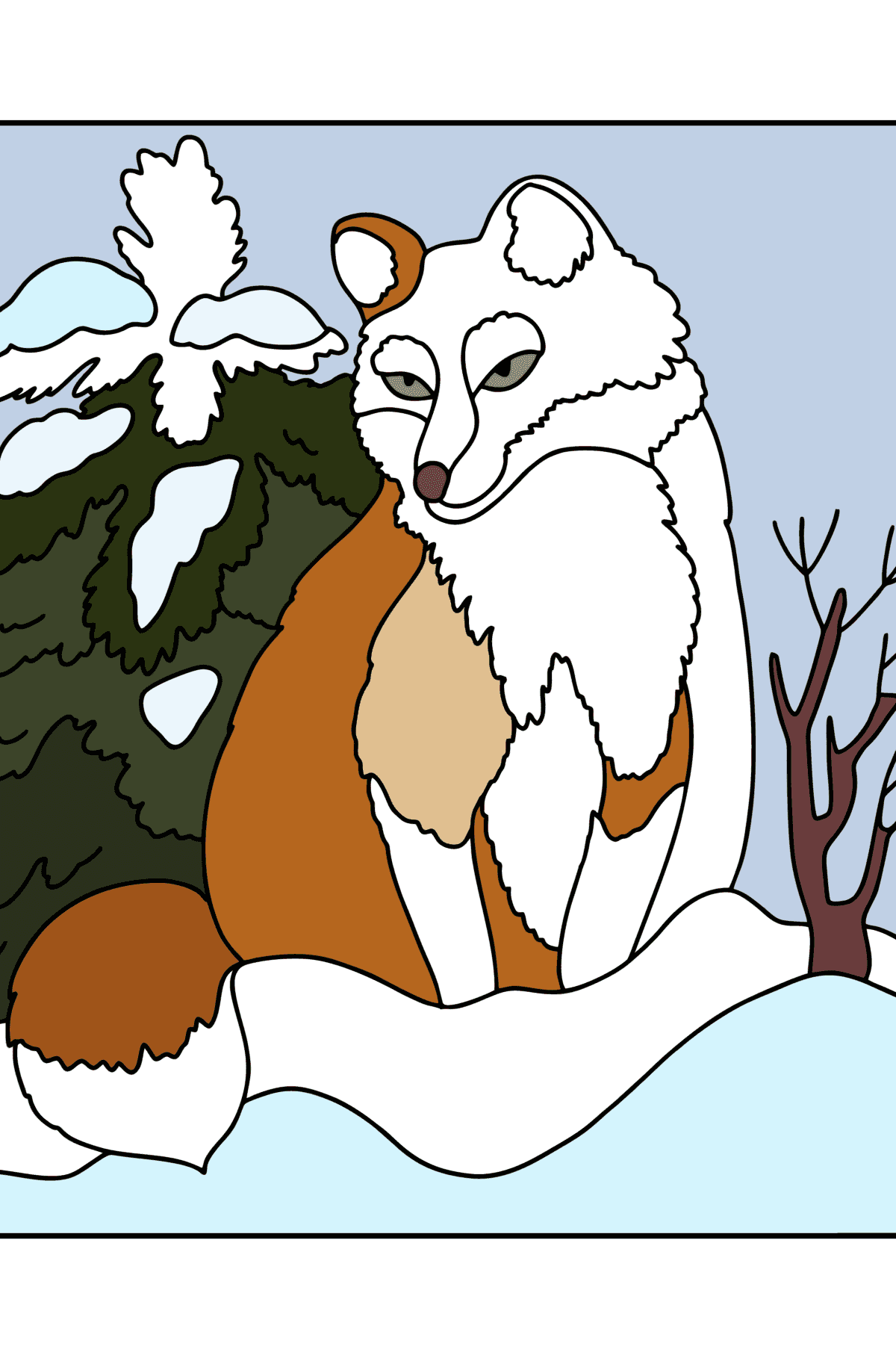 Fox in the snow сoloring page - Coloring Pages for Kids