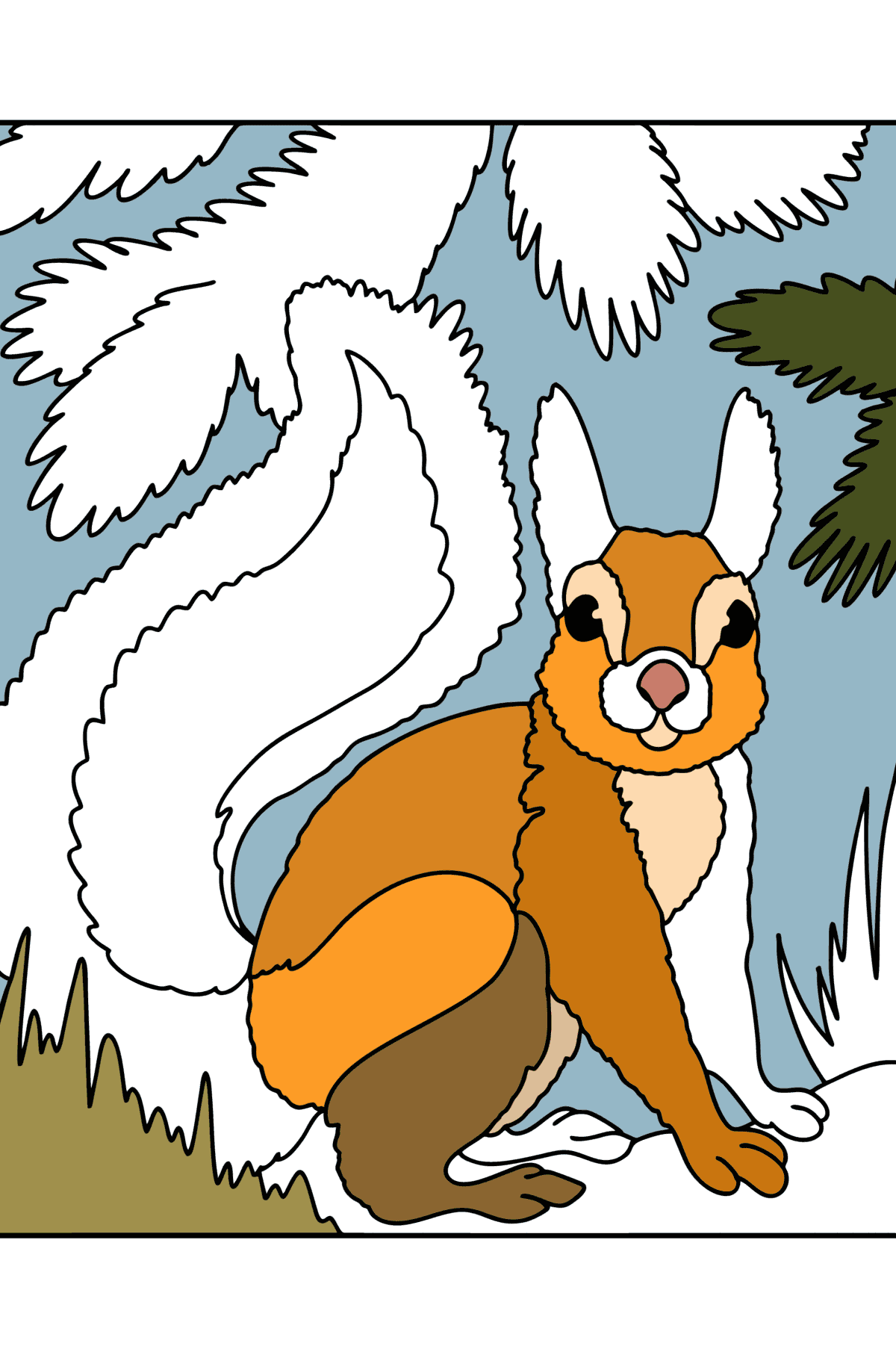 Värityskuva Orava metsässä - Värityskuvat lapsille